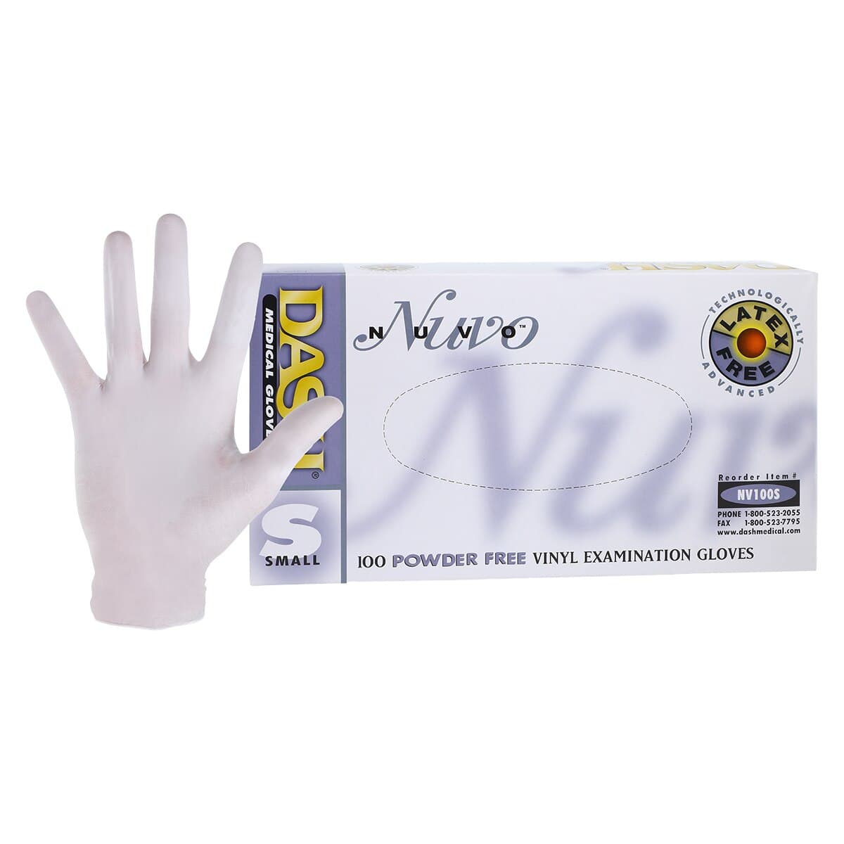 Nuvo Vinyl Exam Gloves, Powder-Free, Non-Sterile, Small, White, 100/Box, NV100S thumbnail 2