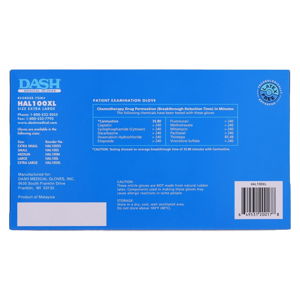 Halo Nitrile Exam Gloves, Powder-Free, Textured, X-Large, Blue, 100/Box, HAL100XL thumbnail 5
