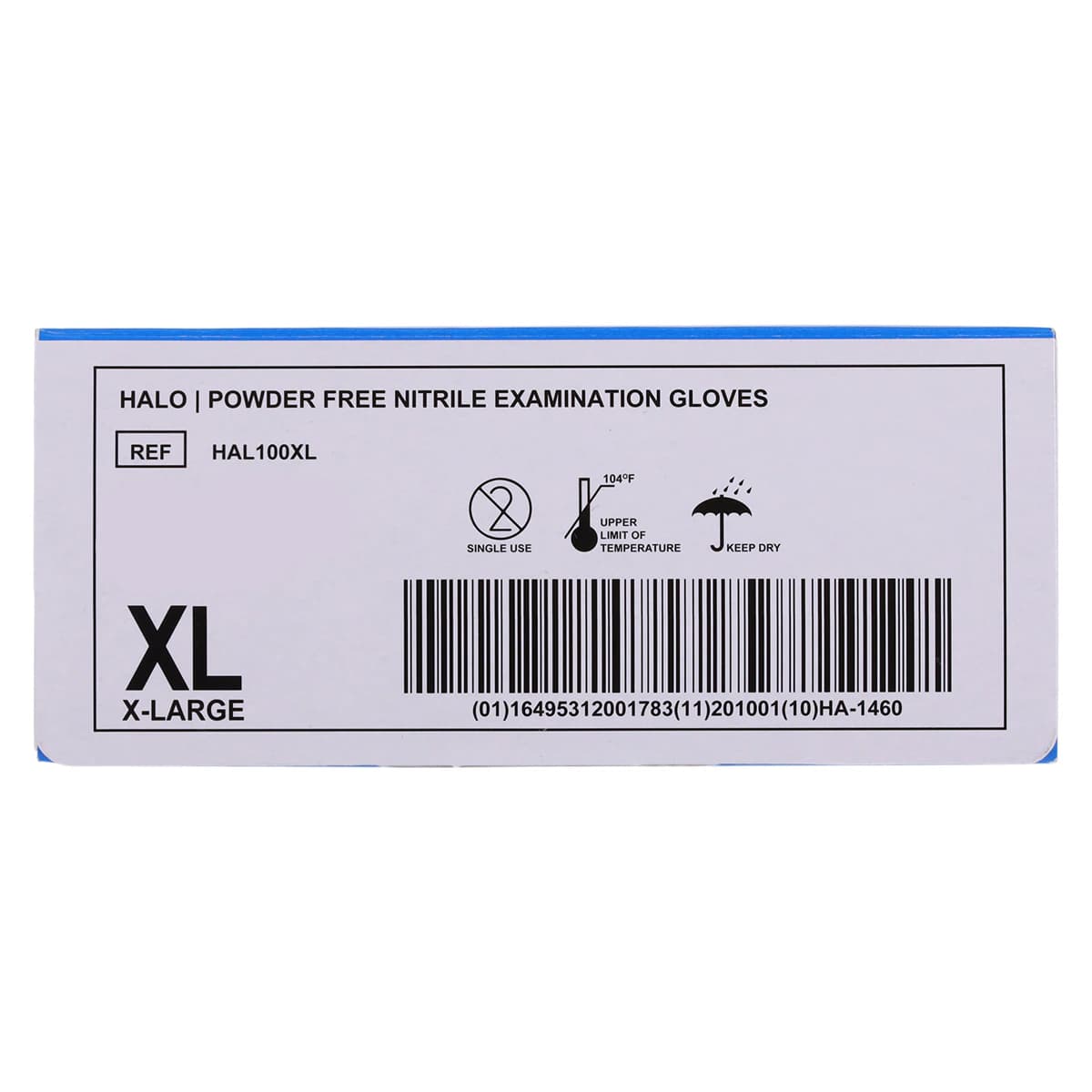 Halo Nitrile Exam Gloves, Powder-Free, Textured, X-Large, Blue, 100/Box, HAL100XL thumbnail 6