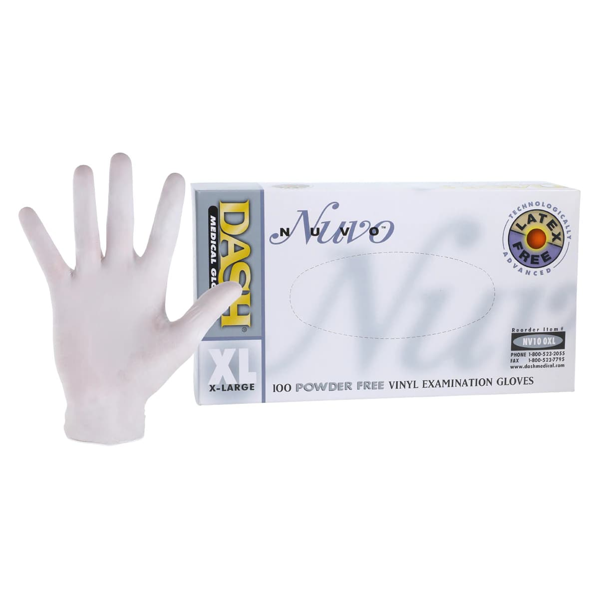 Nuvo™ Powder Free Vinyl Exam Gloves, Extra Large, White, Ambidextrous, Non-Sterile, 100/Box, NV100XL thumbnail 2