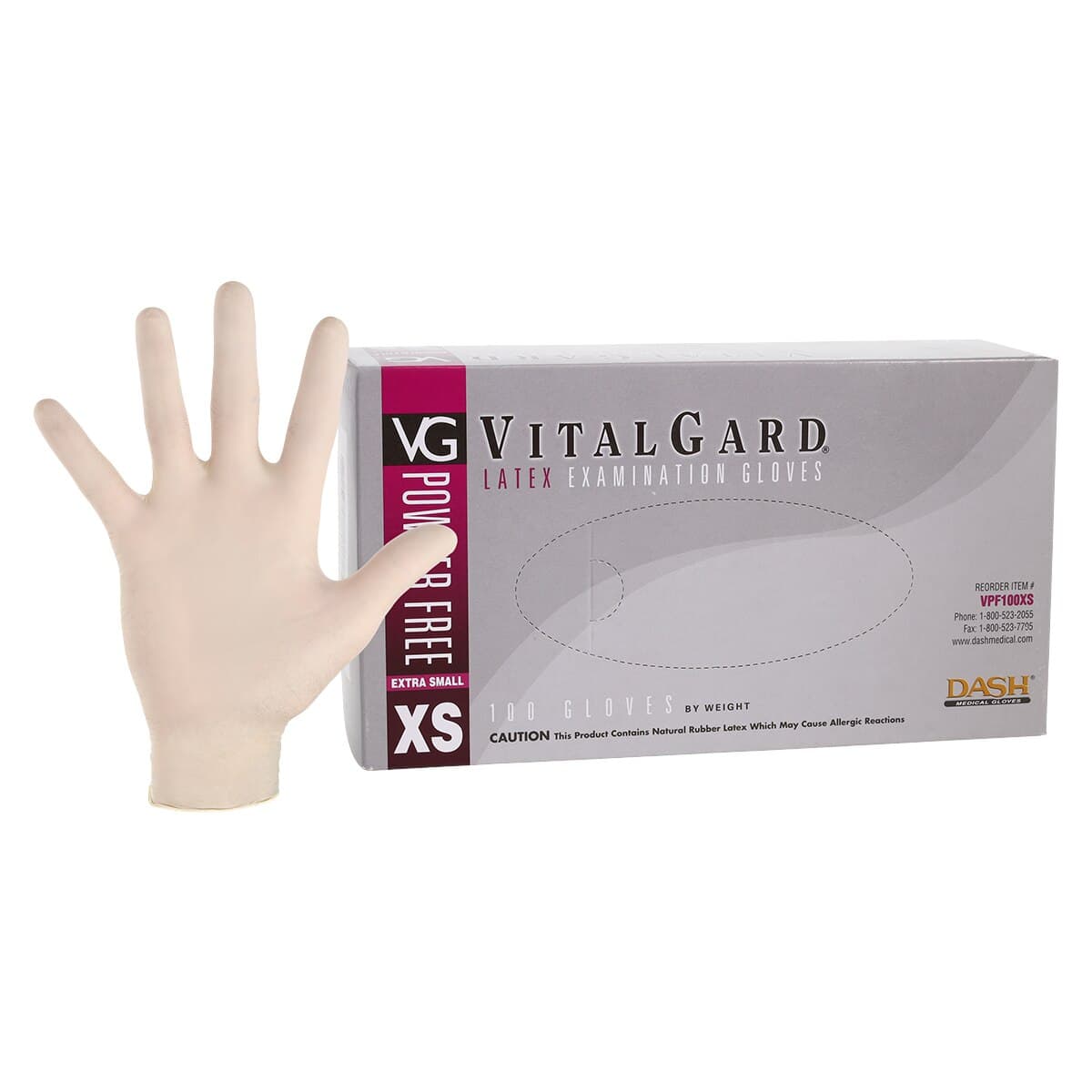 VitalGard® Latex Exam Gloves, Powder Free, Non-Sterile, Extra Small, Textured, 100/Box, VLP100XS thumbnail 2