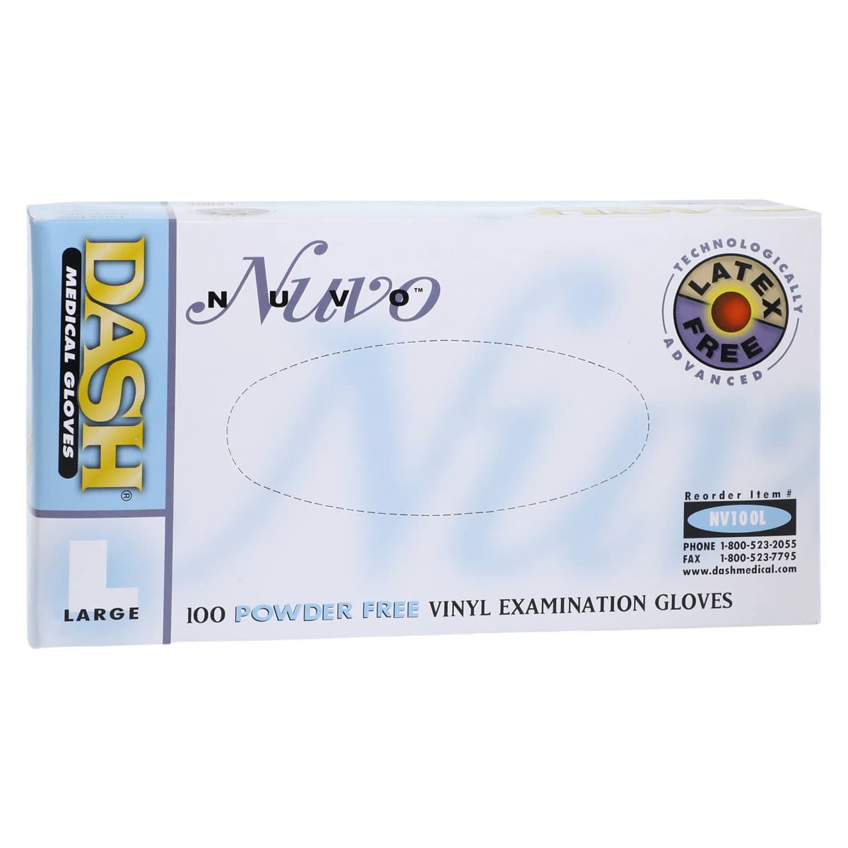 Nuvo Vinyl Exam Gloves, Powder-Free, Non-Sterile, Large, White, 100/Box, NV100L thumbnail 4