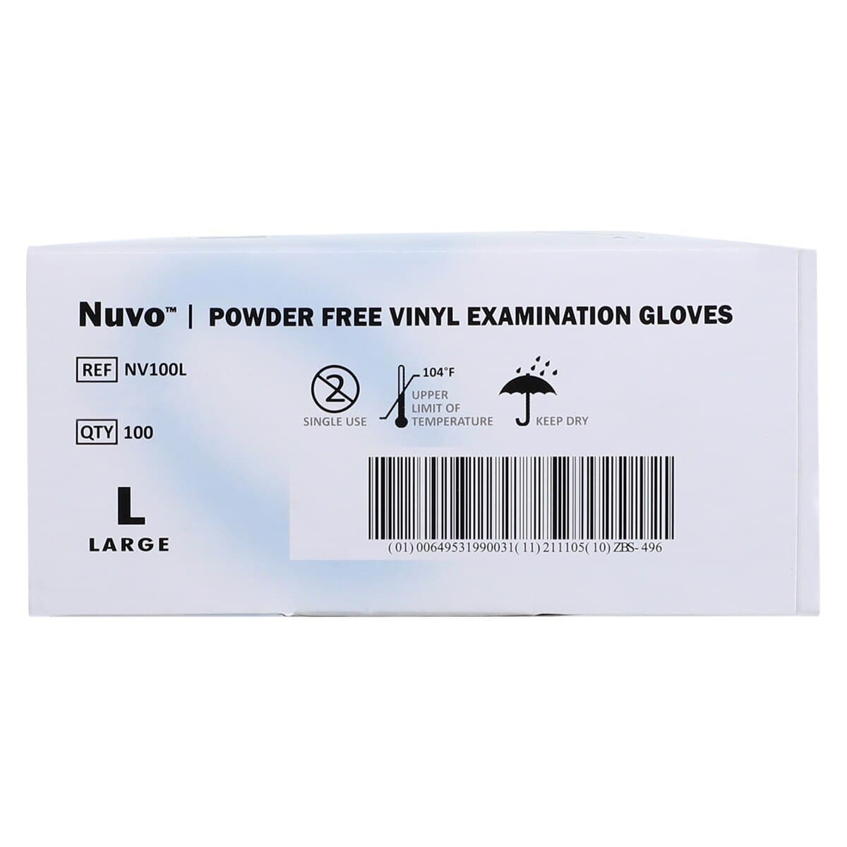 Nuvo Vinyl Exam Gloves, Powder-Free, Non-Sterile, Large, White, 100/Box, NV100L thumbnail 7