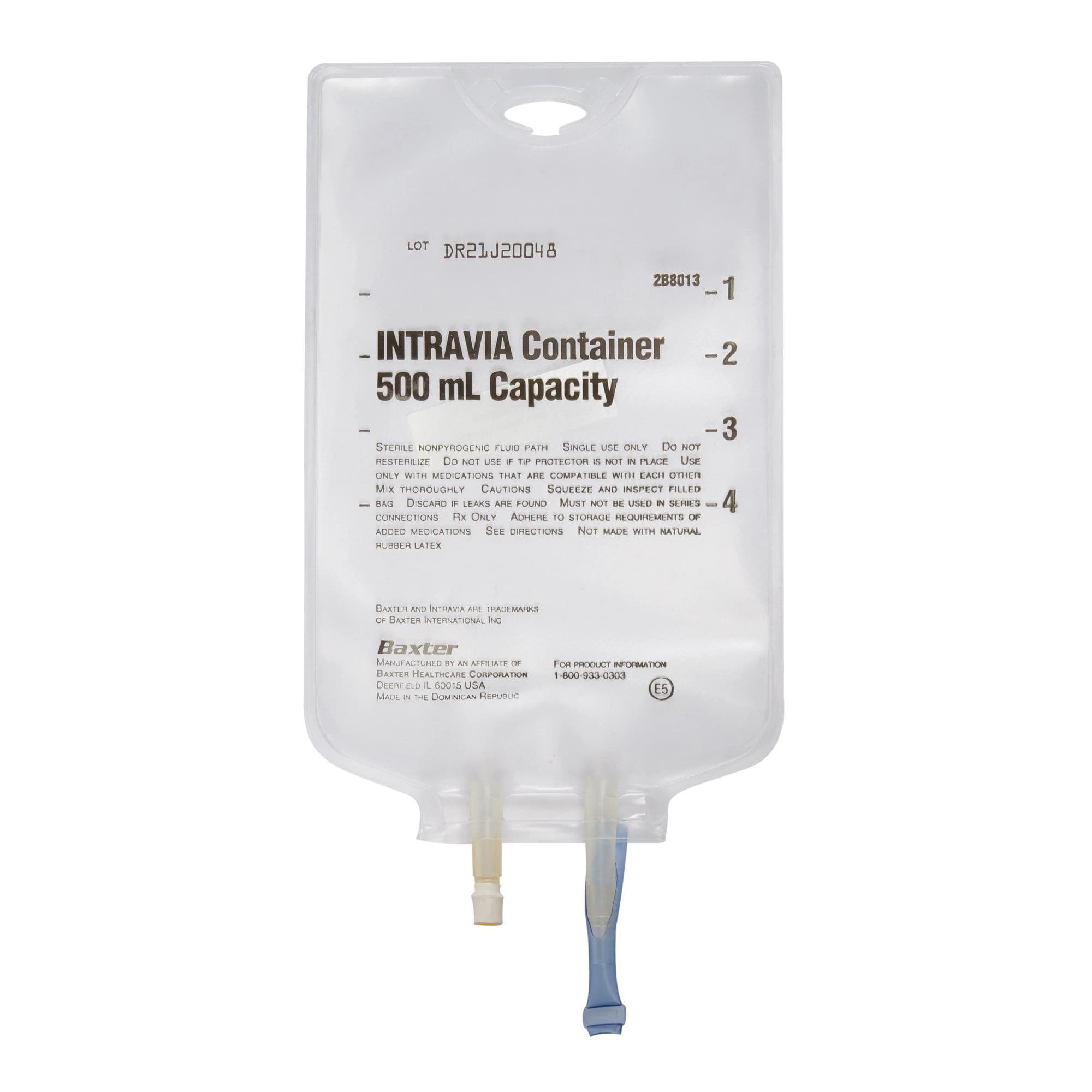 Baxter Intravia Empty Plastic Container, 500 mL, Sterile, 6/Package thumbnail 2