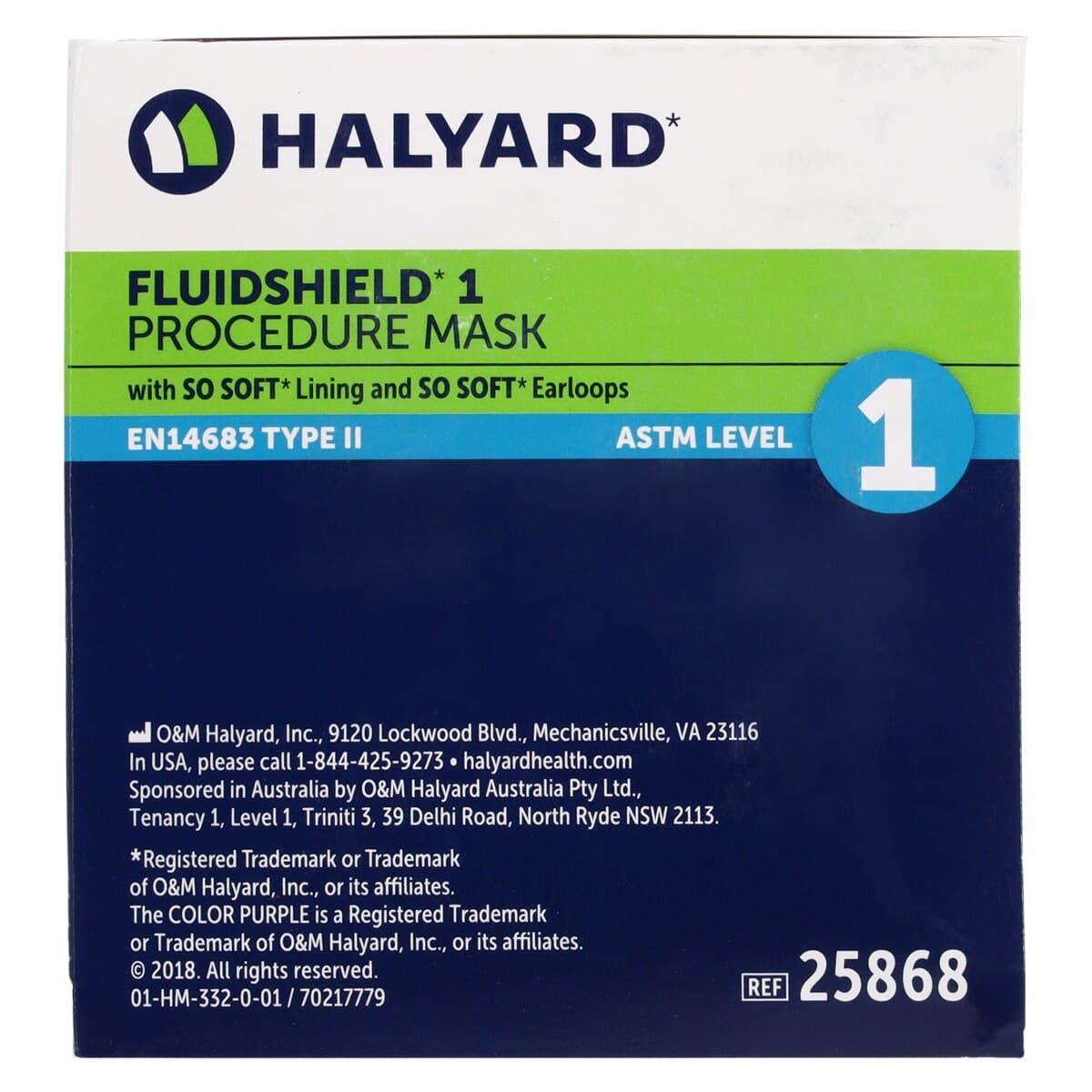 FLUIDSHIELD Procedure Face Mask, ASTM Level 1, Lavender, Ear Loop, 50/Box thumbnail 7