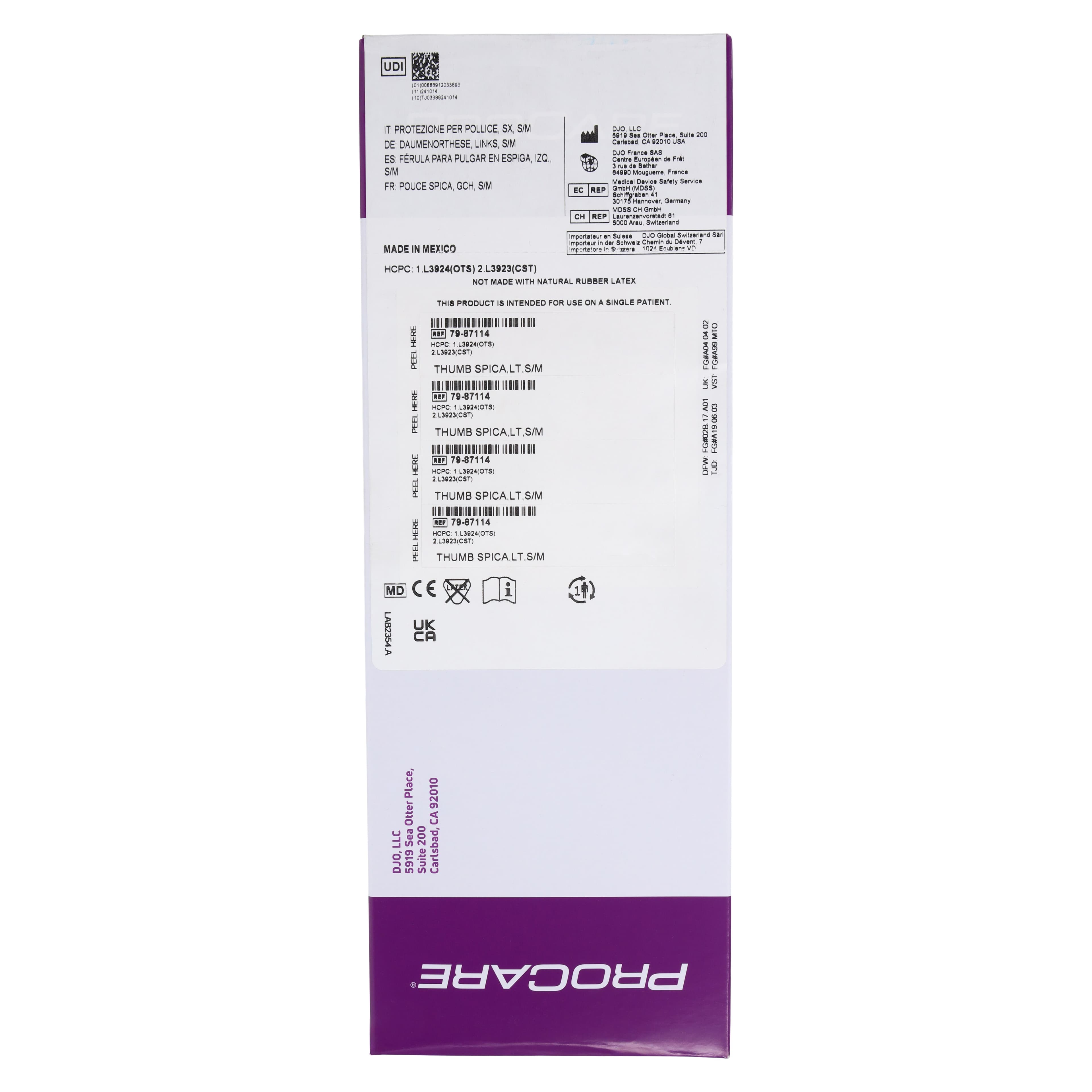 DJO ThumbSPICA Splint, Left, Small/Medium, 9" thumbnail 5