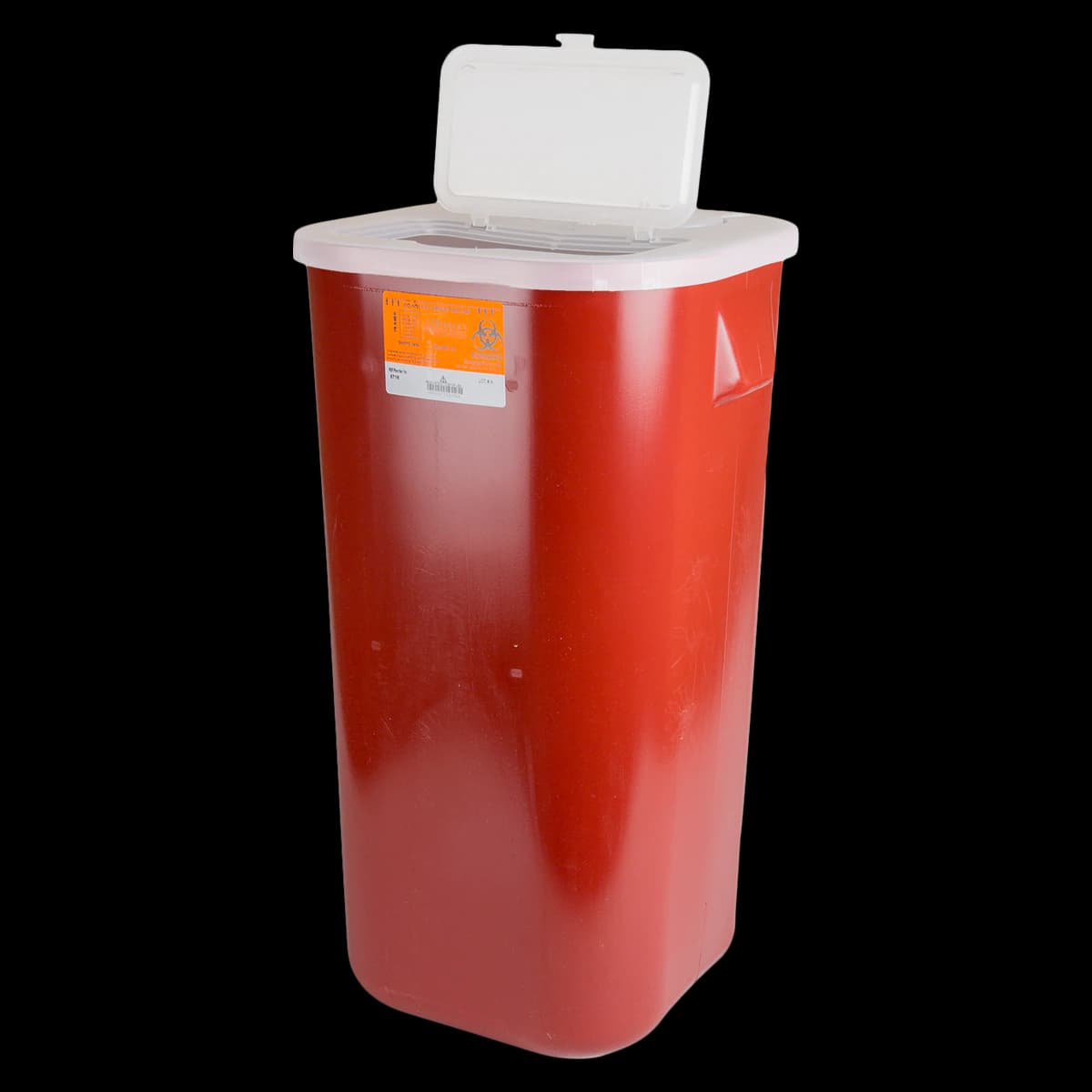 Medegen Sharps Container, Stackable, 16 Gallon, Red/Black, Horizontal Drop, Polypropylene, X-Large, 13-1/2" x 25-1/2" x 13-3/4" - Sharps Cont Stackable - Image 1
