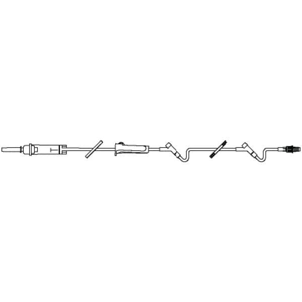 Baxter Interlink IV Solution Set, 2 Injection Sites, 10 Drops/mL, 100" Tubing, Male Luer Lock Adapter, Roller Clamp/2 Slide Clamps, Retractable Collar, Sterile, Each thumbnail 2