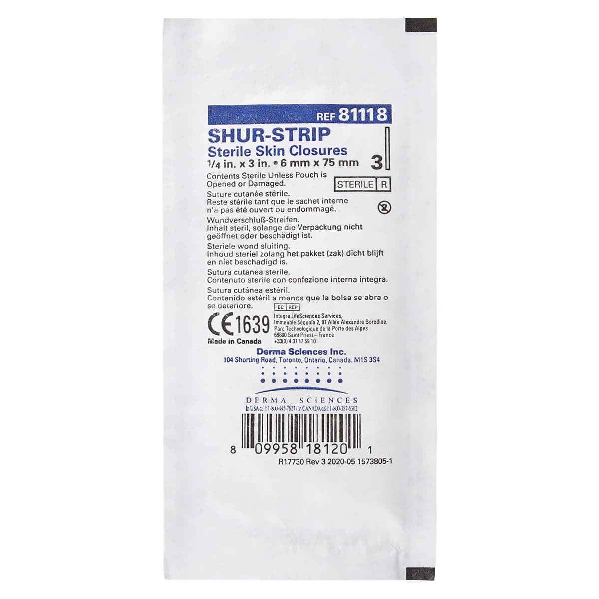 Shur-Strip Wound Closure Strips, Non-Woven Polyamide, 1/4" x 3", White, Adherent, Sterile, 50/Box thumbnail 3