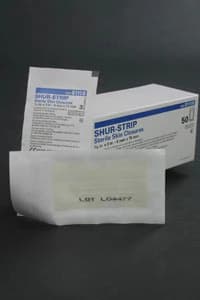 Shur-Strip Wound Closure Strips, Non-Woven Polyamide, 1/4" x 3", White, Adherent, Sterile, 50/Box thumbnail 2