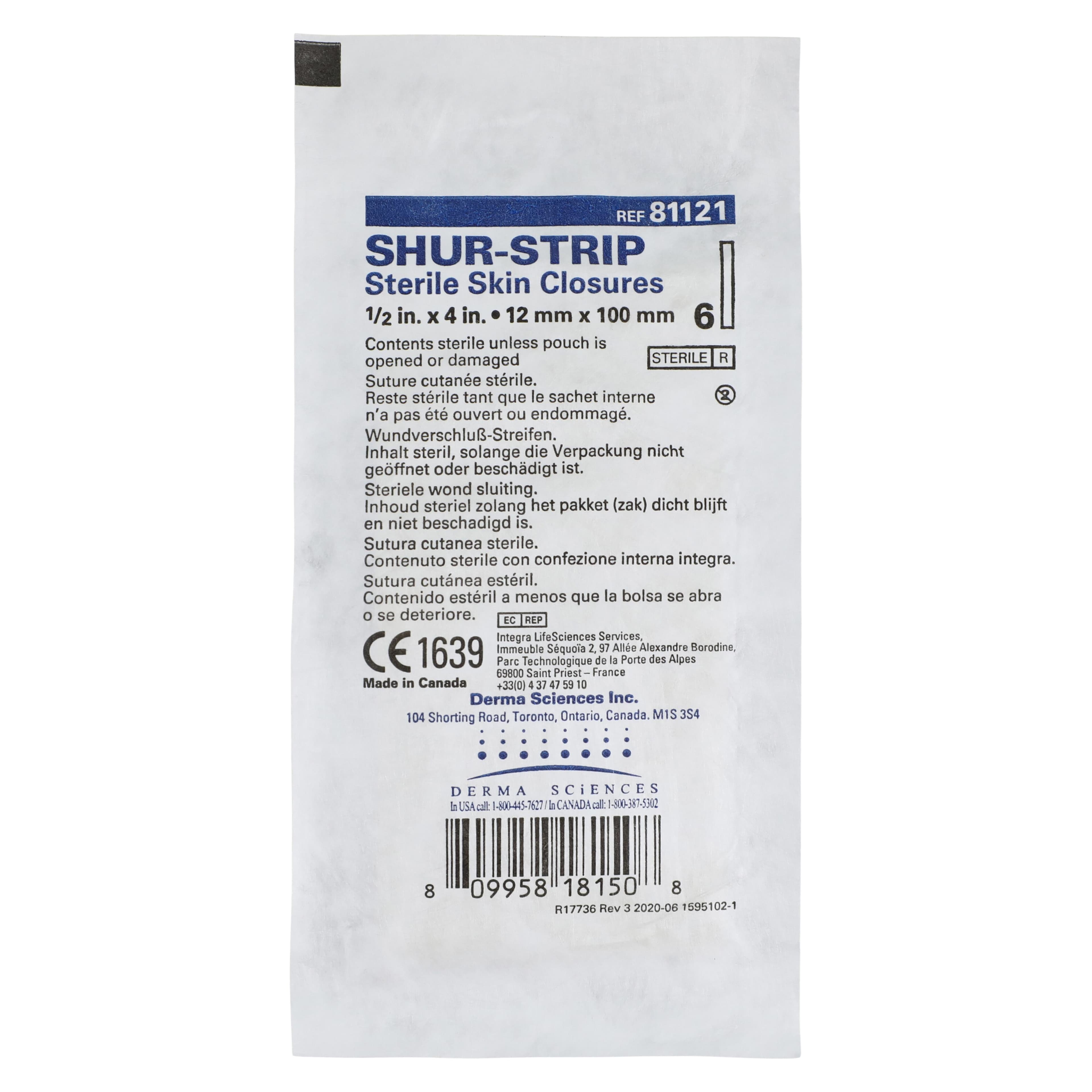 Shur-Strip Wound Closure Strip, Non-Woven Polyamide, 1/2" x 4", White, Adherent, Sterile, 50/Box thumbnail 3