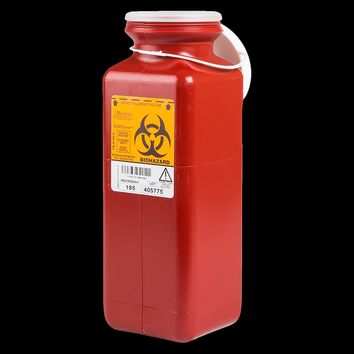 Medegen Sharps-Tainers 185 Sharps Container, 1.7 qt, Red, 20/Case - Medegen Sharps-Tainers 185 1.7qt, Red - Image 1