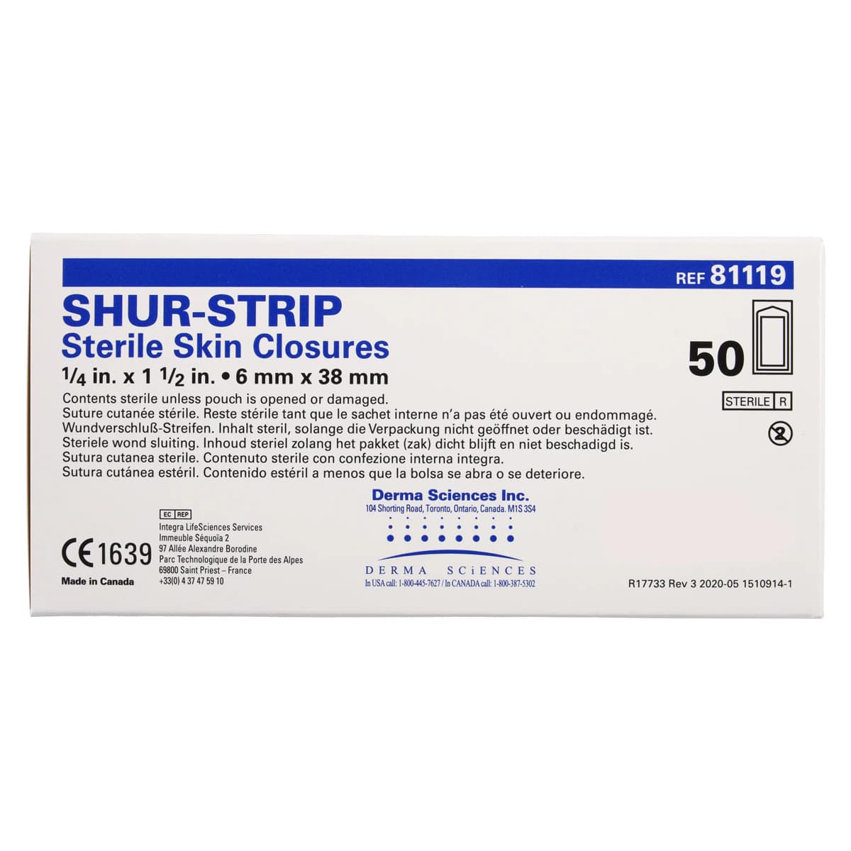 Shur-Strip Wound Closure Strip, Non-Woven Polyamide, 1/4" x 1-1/2", White, Adherent, Sterile, 50/Box thumbnail 5