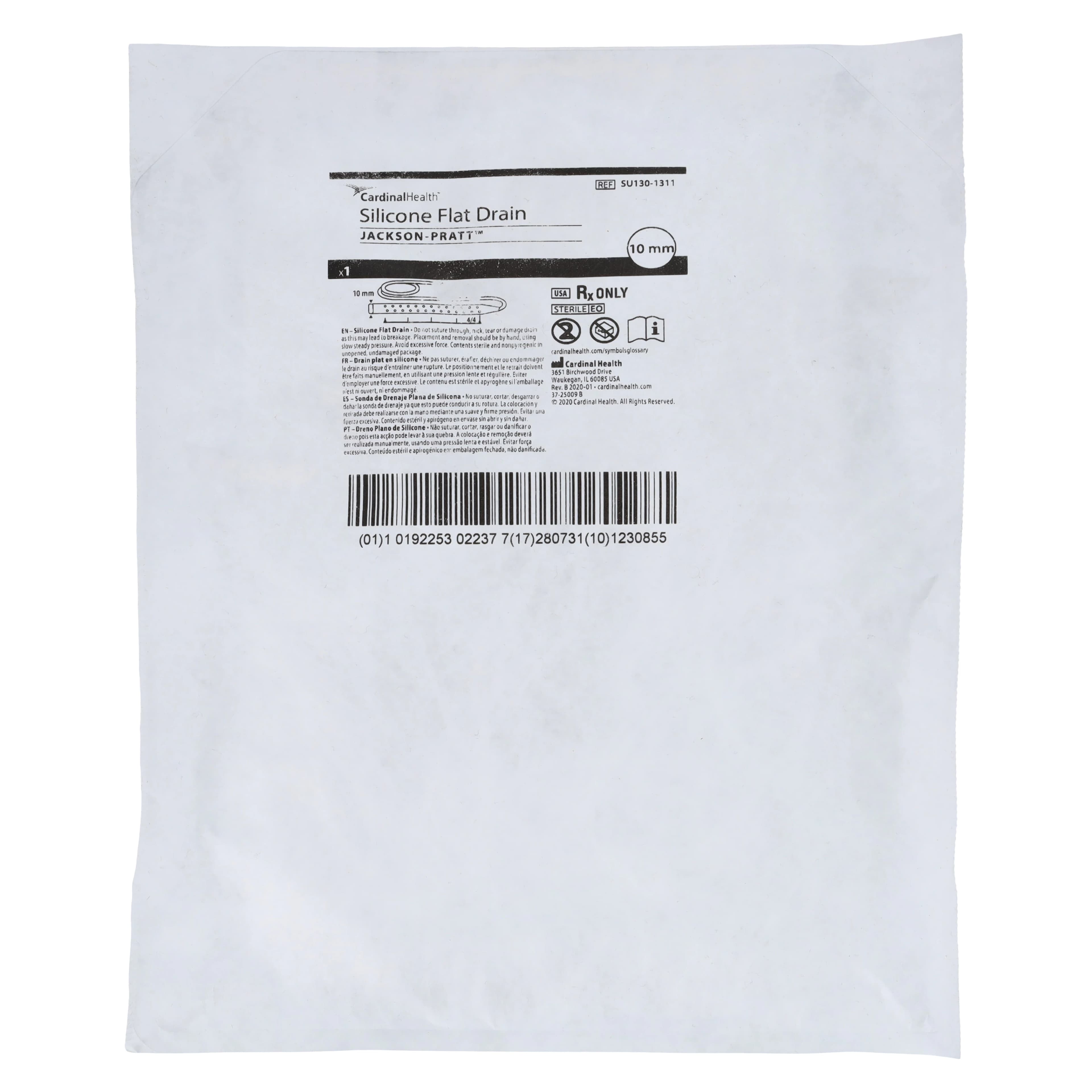 Cardinal Health Jackson-Pratt Silicone Wound Drain, Flat Tip, Full Perforated - Drain Wound JP Flat Full Prf - Image 1