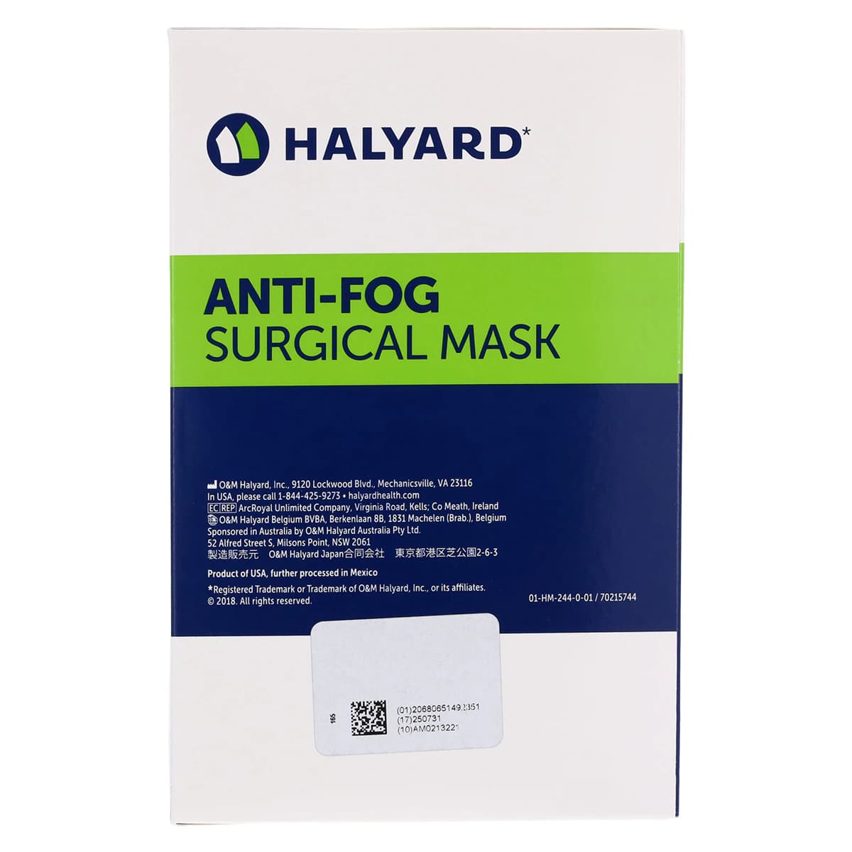 Halyard Specialty Anti-Fog Surgical Mask, Tie-On, Green, 50/Box thumbnail 7