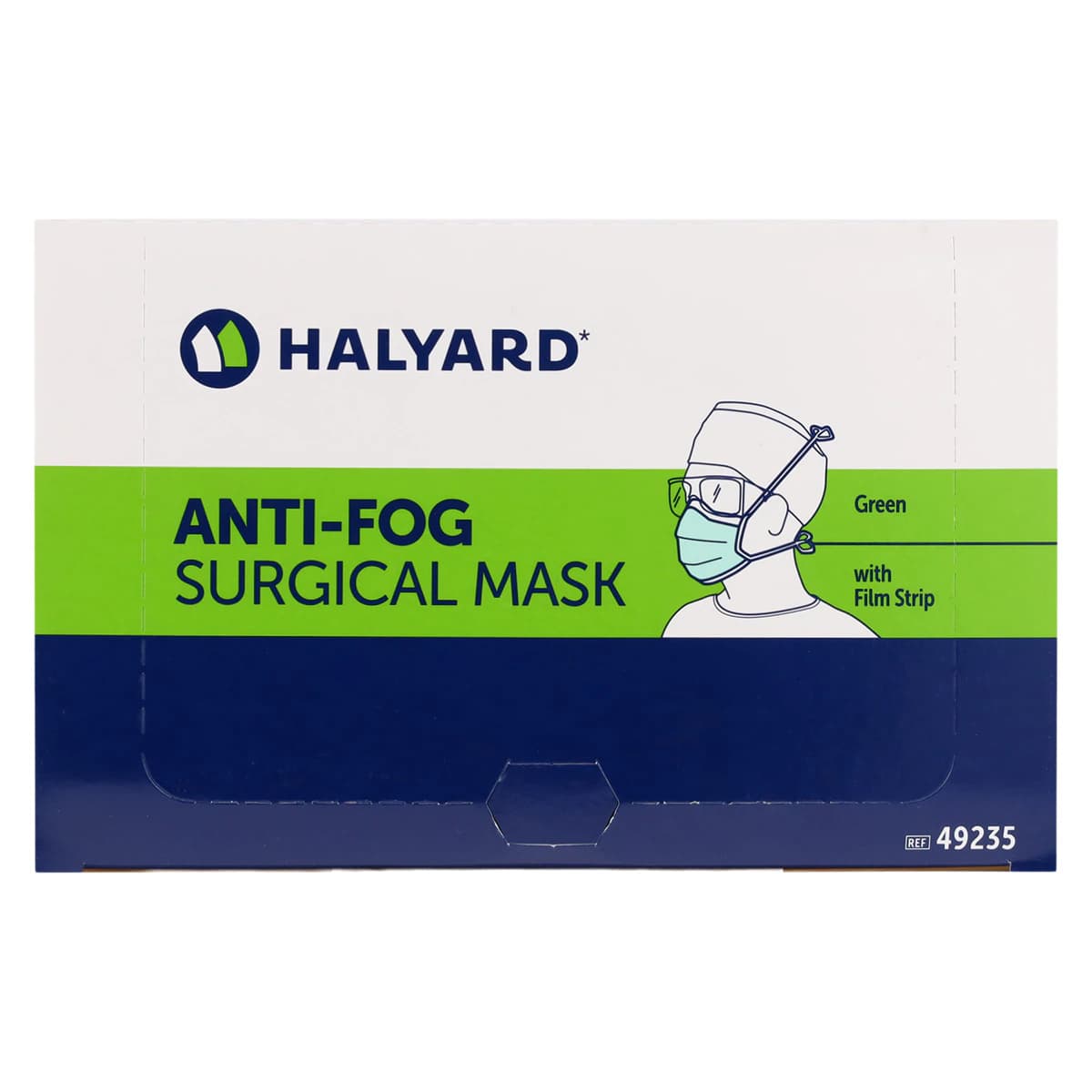 Halyard Specialty Anti-Fog Surgical Mask, Tie-On, Green, 50/Box thumbnail 9