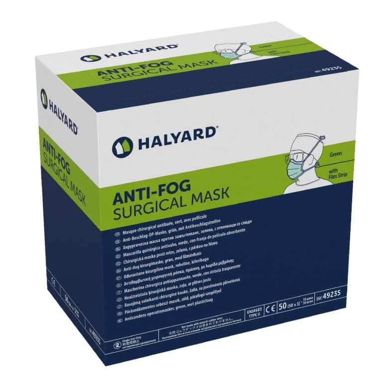 Halyard Specialty Anti-Fog Surgical Mask, Tie-On, Green, 50/Box thumbnail 2
