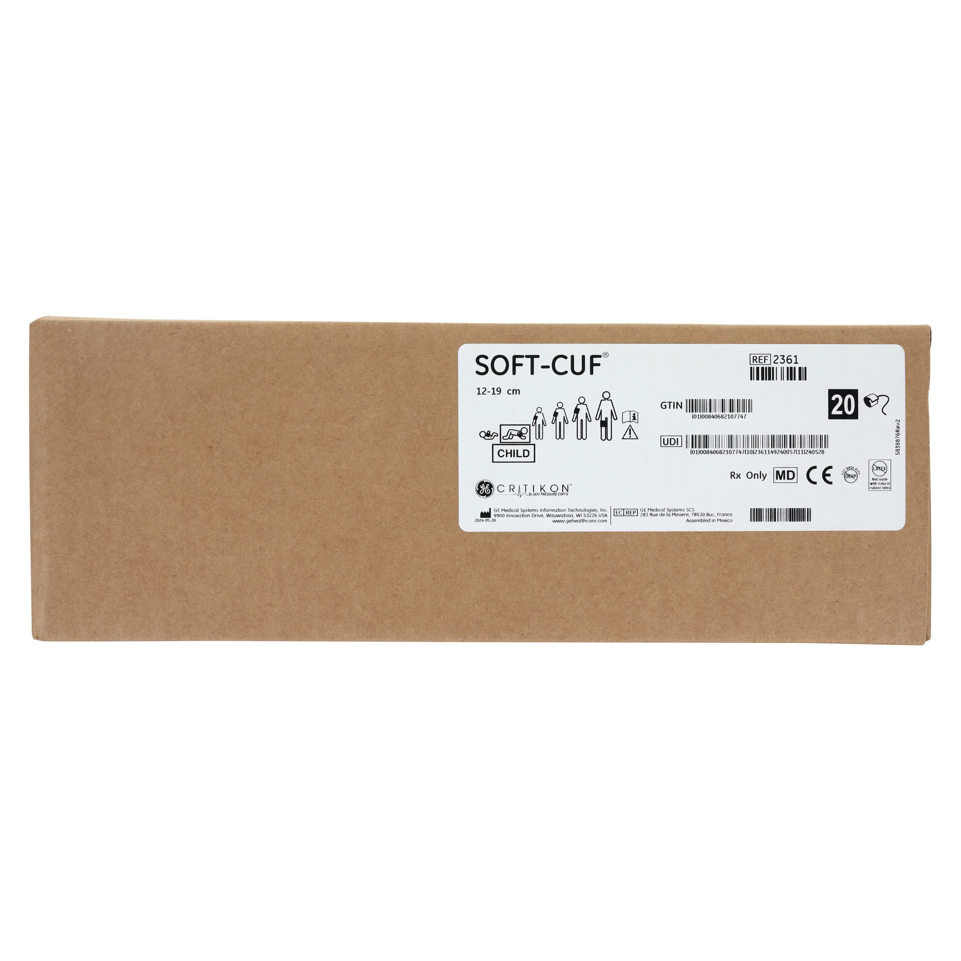 Critikon Soft-Cuf Blood Pressure Cuff, 1-Tube, White/Green, Latex-Free, 20/Box thumbnail 4