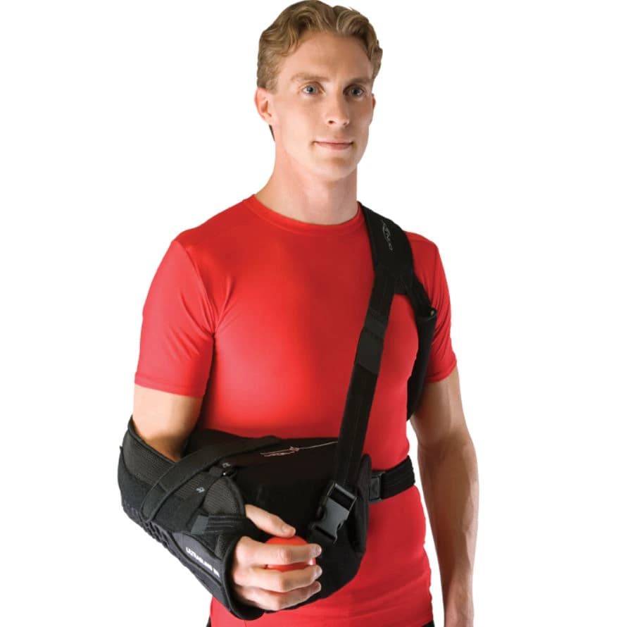 DJO UltraSling III ER Immobilizer Sling, Adult, Large, Breathable Mesh, Black, 13-15" - Armsling Ultra ER Black - Image 1