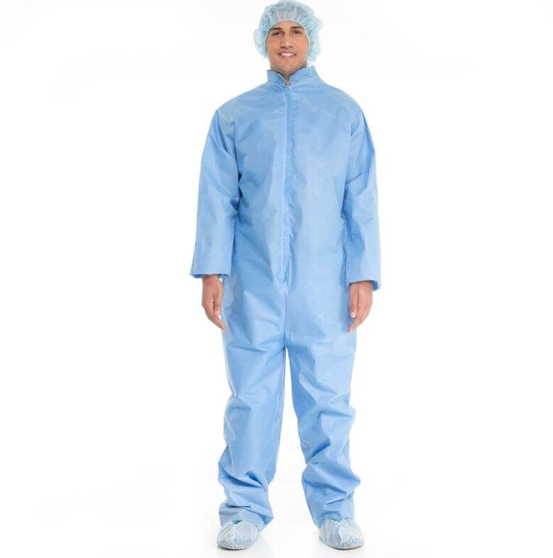 Halyard Coverall Protective Disposable Coverall, X-Large, Blue, Long Raglan Sleeves, 24/Case - Coverall Protective - Image 1