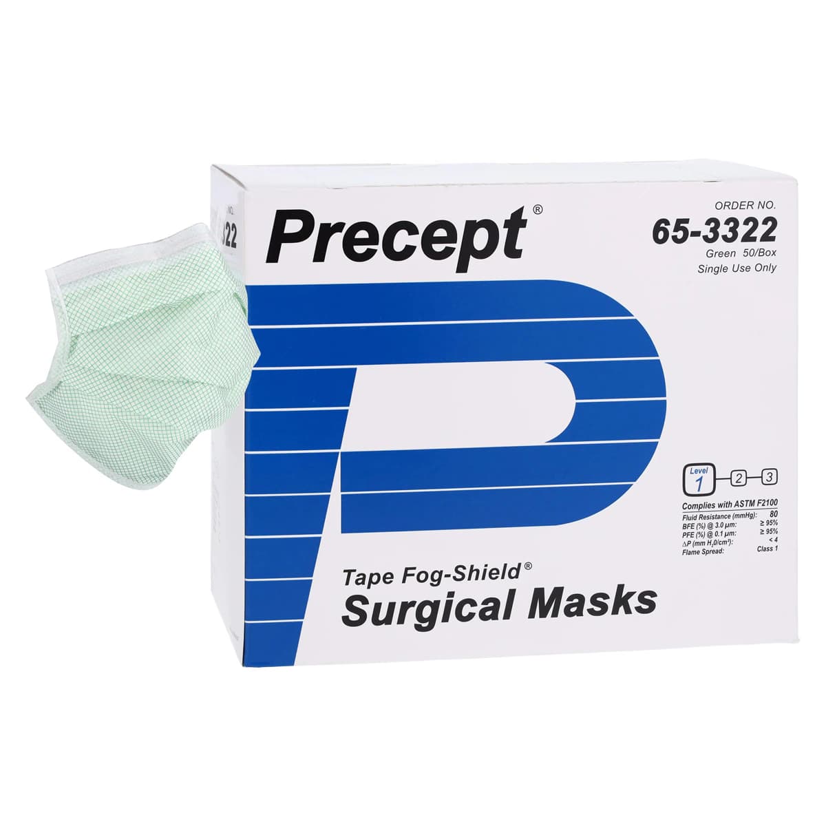 Aspen Surgical Fog-Shield Surgical Mask with Tape, Anti-Fog, ASTM Level 1, Green, 50/Box thumbnail 2