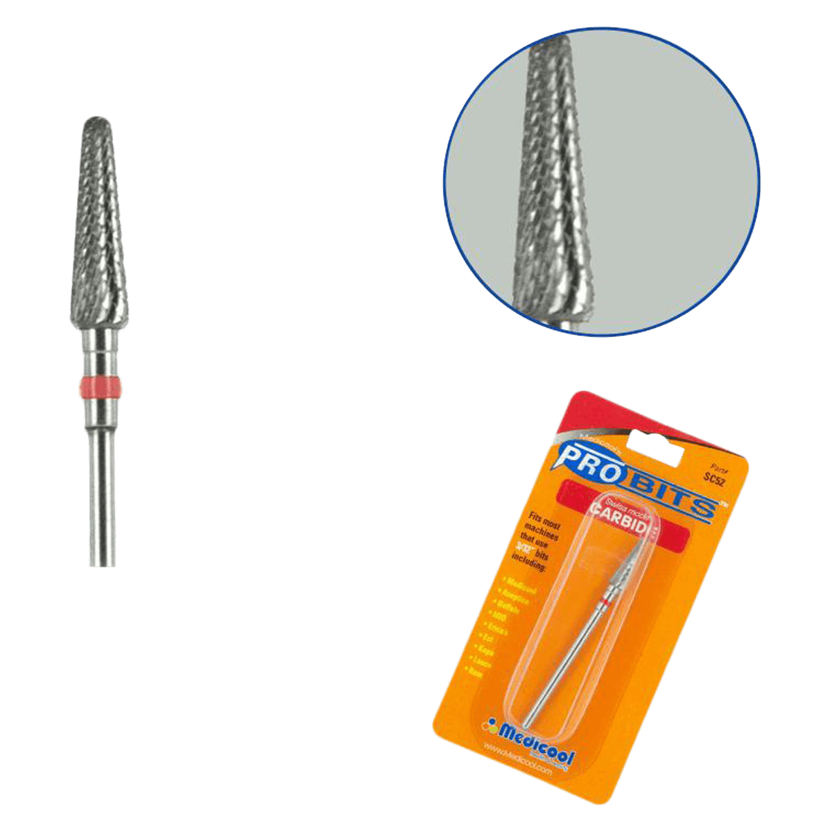 Medicool Swiss Carbide Burr, Debridement Cone, 3/32" Shank, Small Cone, Each - Swiss Carbide Burr Debrid Cone - Image 1