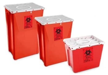 Sharps Container, 18 gal, Red, Horizontal Drop, Polyethylene, Reusable, 13 x 17-5/16 x 24-5/8 in, 7/Case - Sharps Cont Horizontal PGII - Image 1