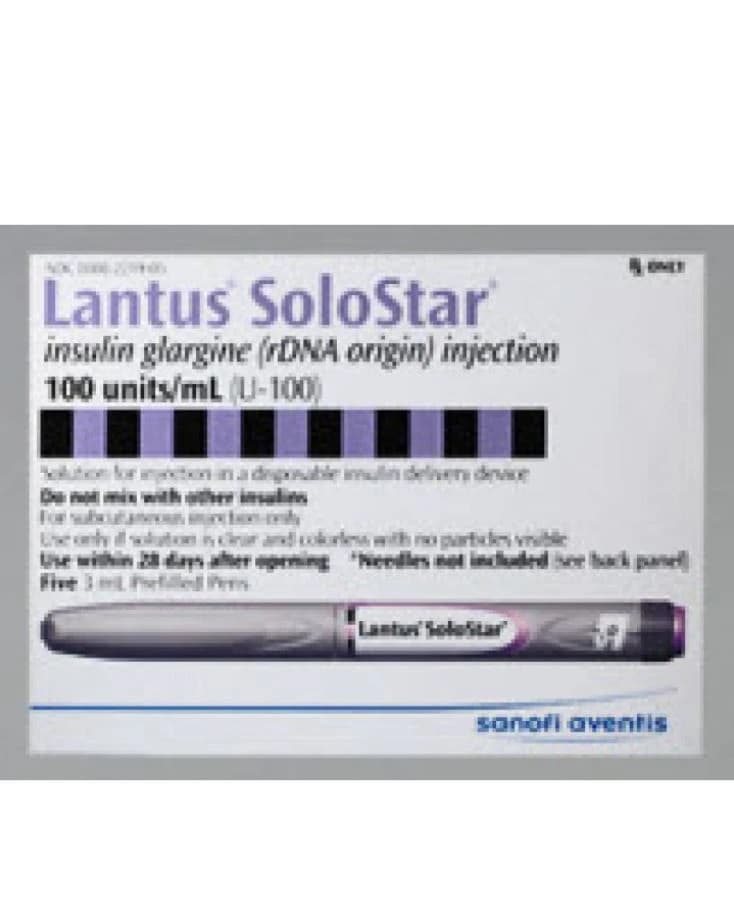 Lantus SoloStar Prefilled Insulin Pen, 100 U/mL, 3 mL, 5 Pens/Package - Lantus SoloStar Pen 3ml - Image 1