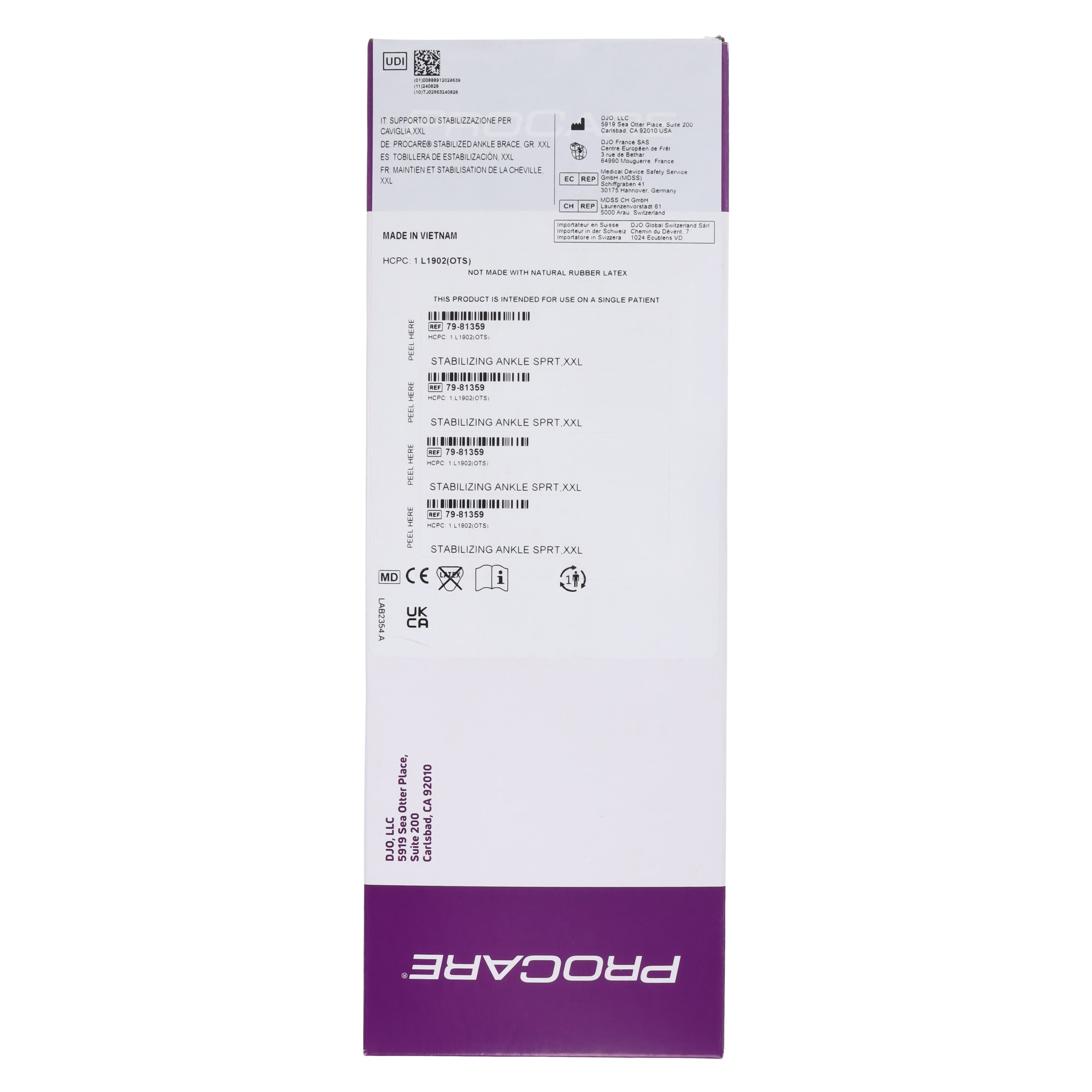 Procare Stabilizer Support Ankle Brace, Adult, Nylon, Size 2X-Large (15-16") thumbnail 5