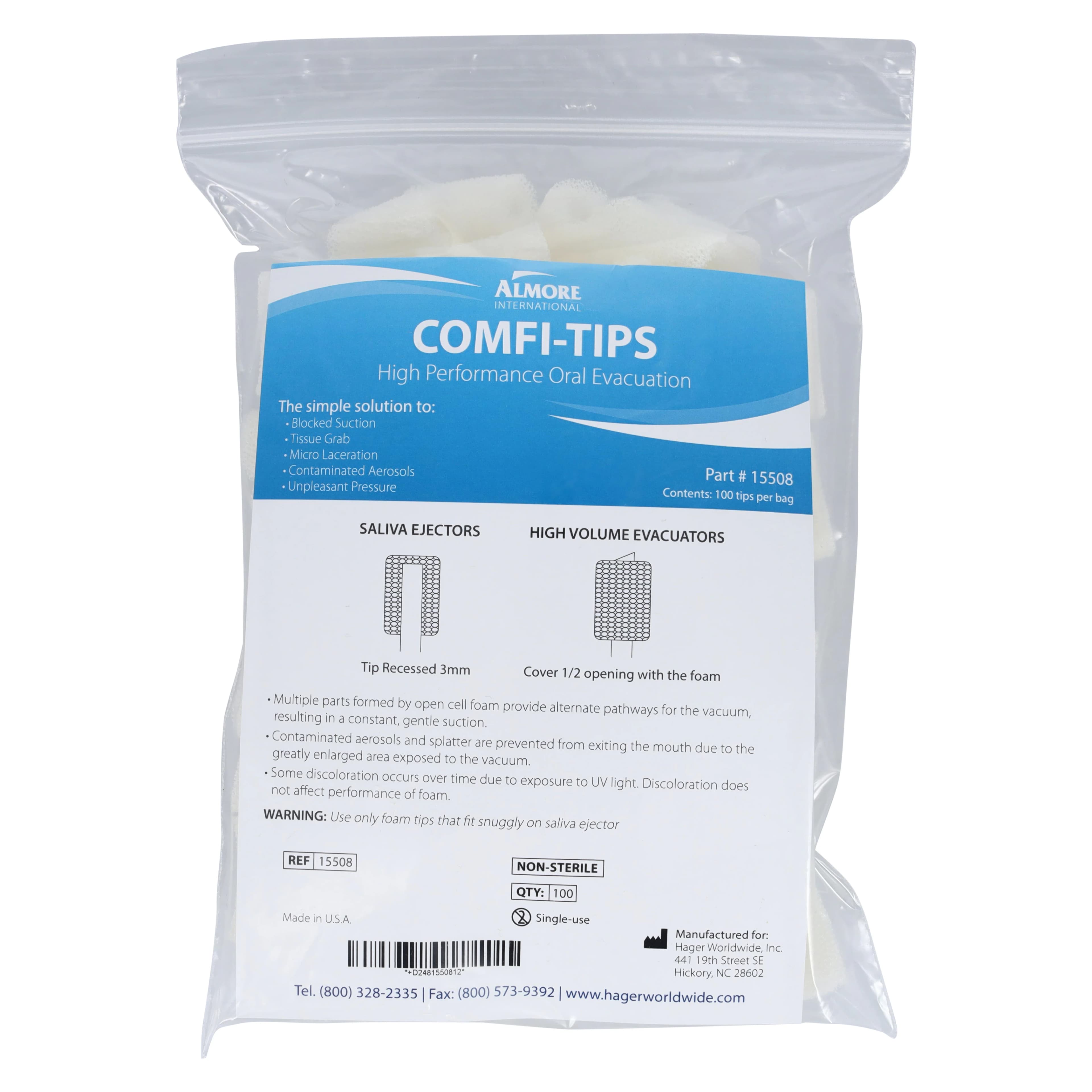 Almore Comfi-Tips Foam Saliva Ejector Tips, White, 100/Pk, 15508 thumbnail 4