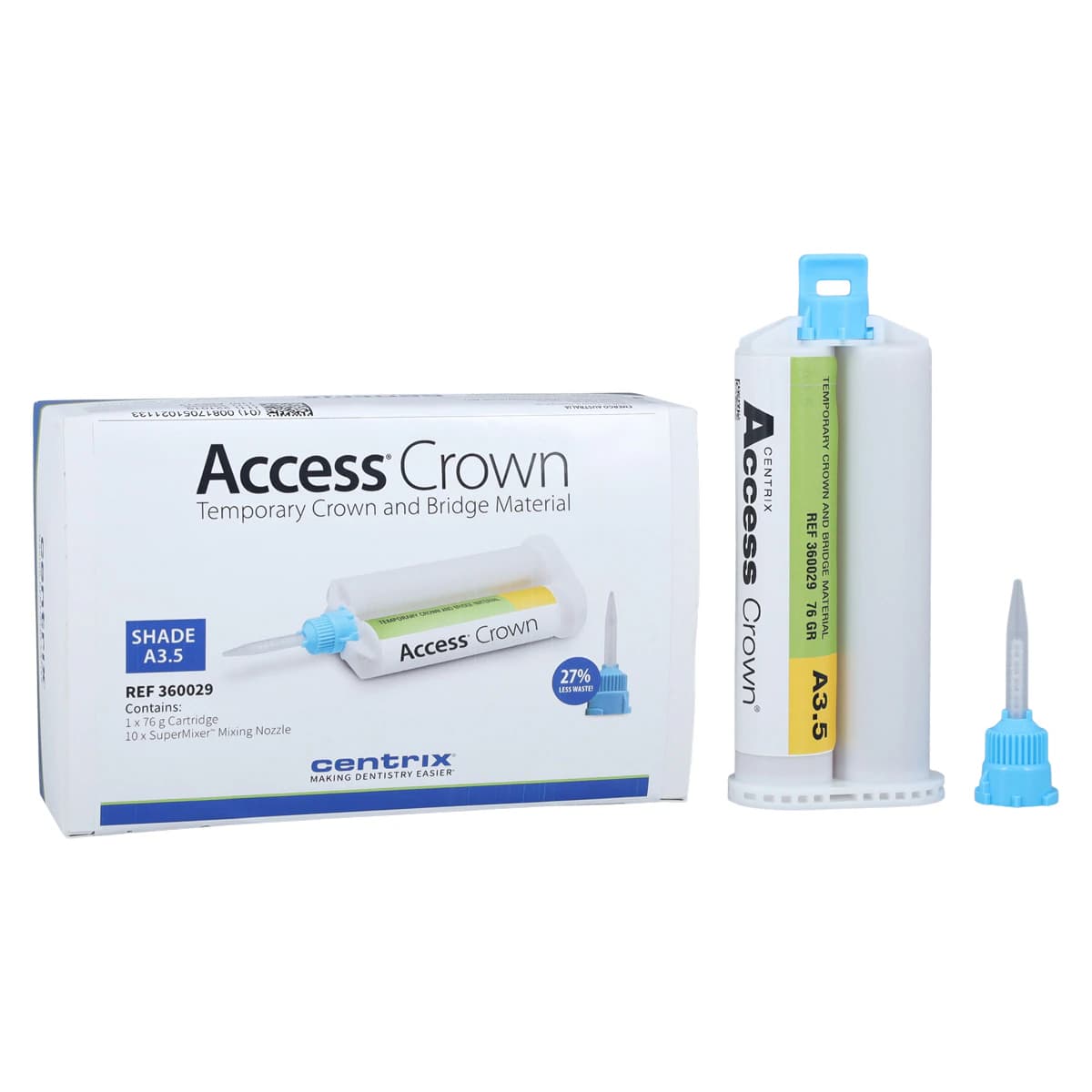 Access Crown Bis-Acryl Composite Temporary Crown & Bridge Material, Shade A3.5, 76g Cartridge Kit with 10 SuperMixer™ Nozzles, 360029 thumbnail 2