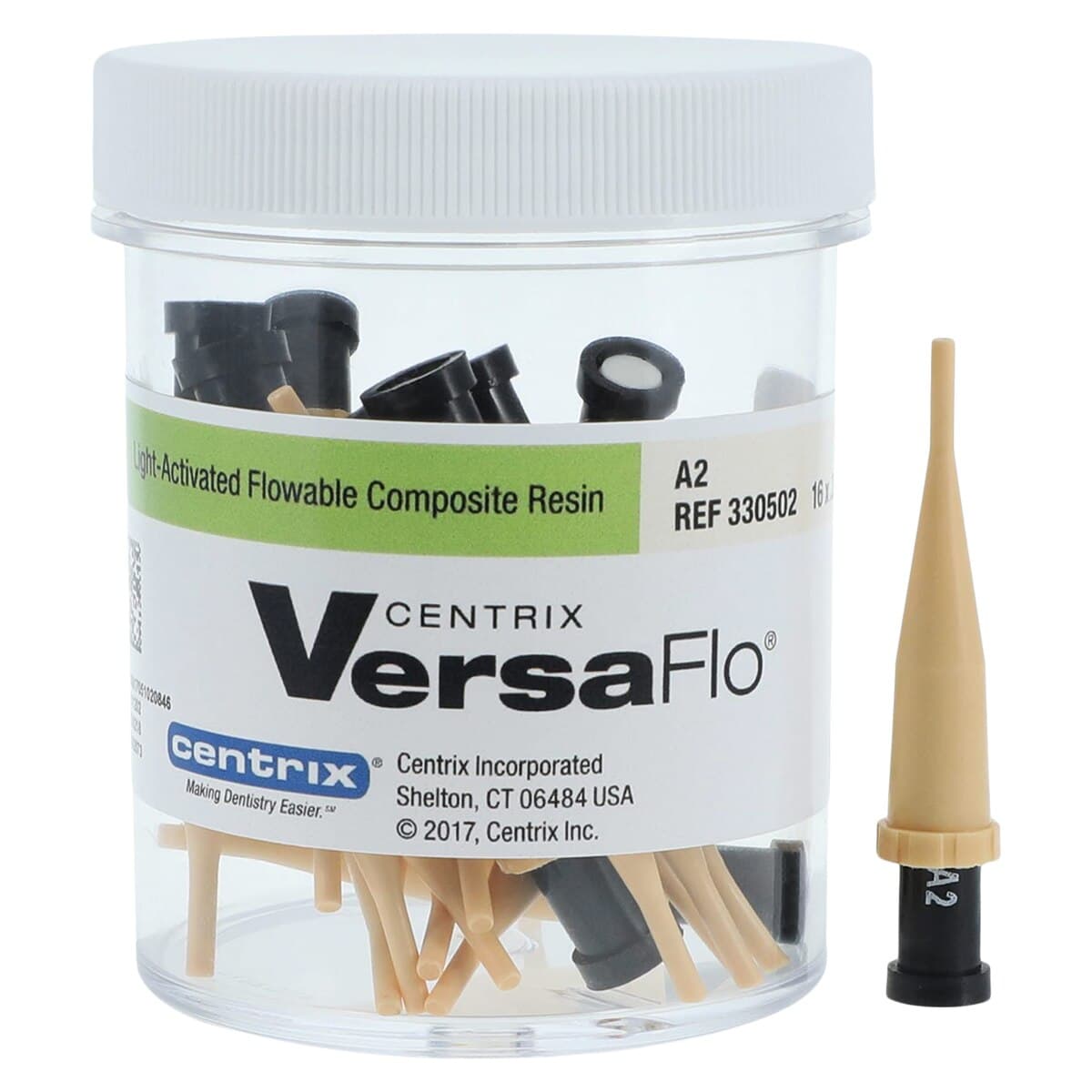 Centrix VersaFlo Light-Activated Flowable Composite, Shade A2, NeedleTube Single-Dose Tips, 16/Pack, 0.2g Each, 330502 - VersaFlo Tip Pack A2 (16) - Image 1