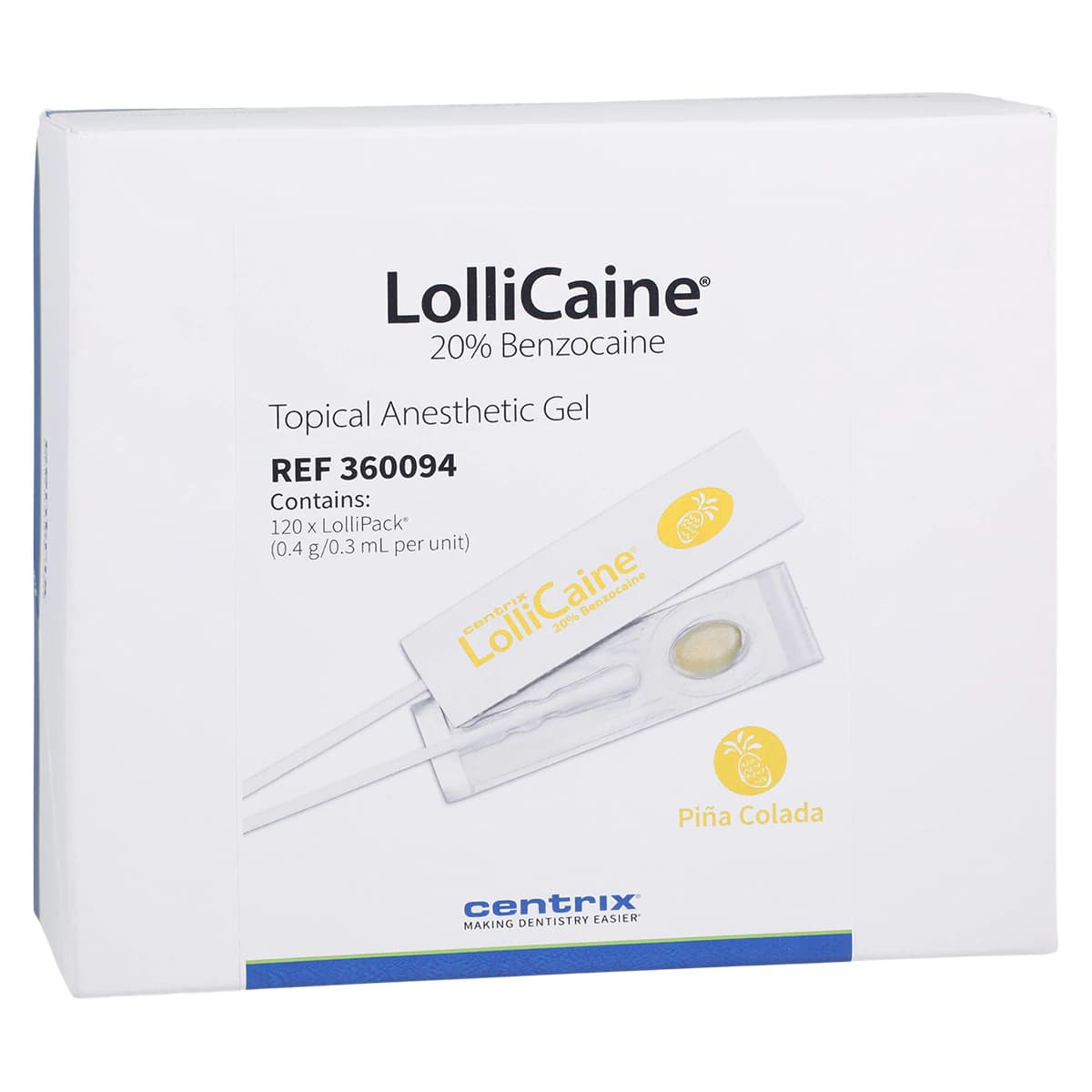 LolliCaine Pina Colada Topical Benzocaine Gel, 20%, Single-Use LolliPack, 0.3 mL, 120/Pack, 360094 thumbnail 2