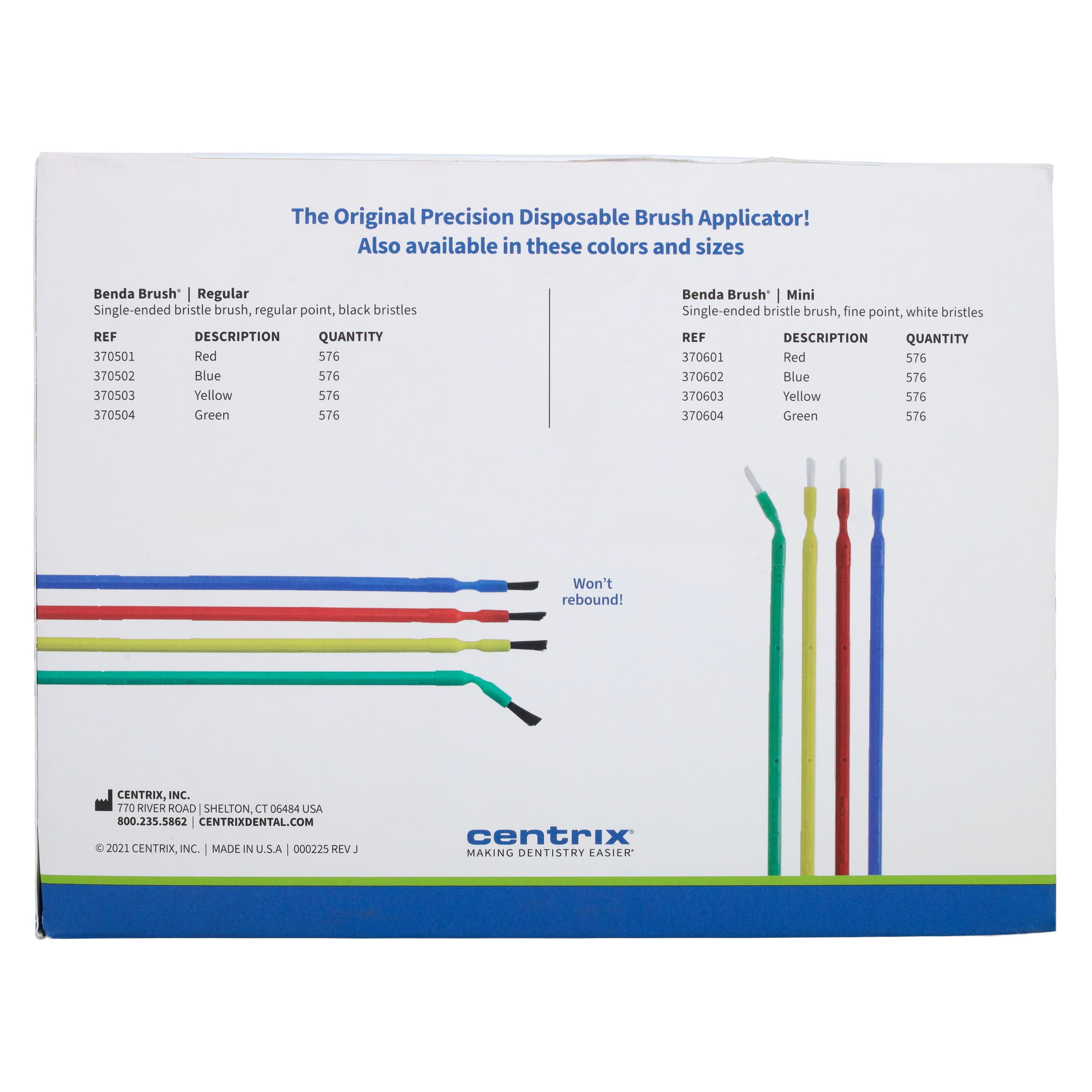 Centrix Benda Brush Disposable Applicator, Regular Point, Black Bristles, Blue Handle, 576/Box, 370502 thumbnail 3