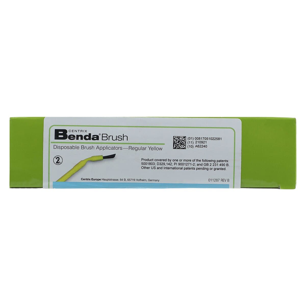 Centrix Benda Brush Disposable Applicator, Regular Point, Yellow Handle, Black Bristles, Single-Ended, 576/Box, 370503 thumbnail 2