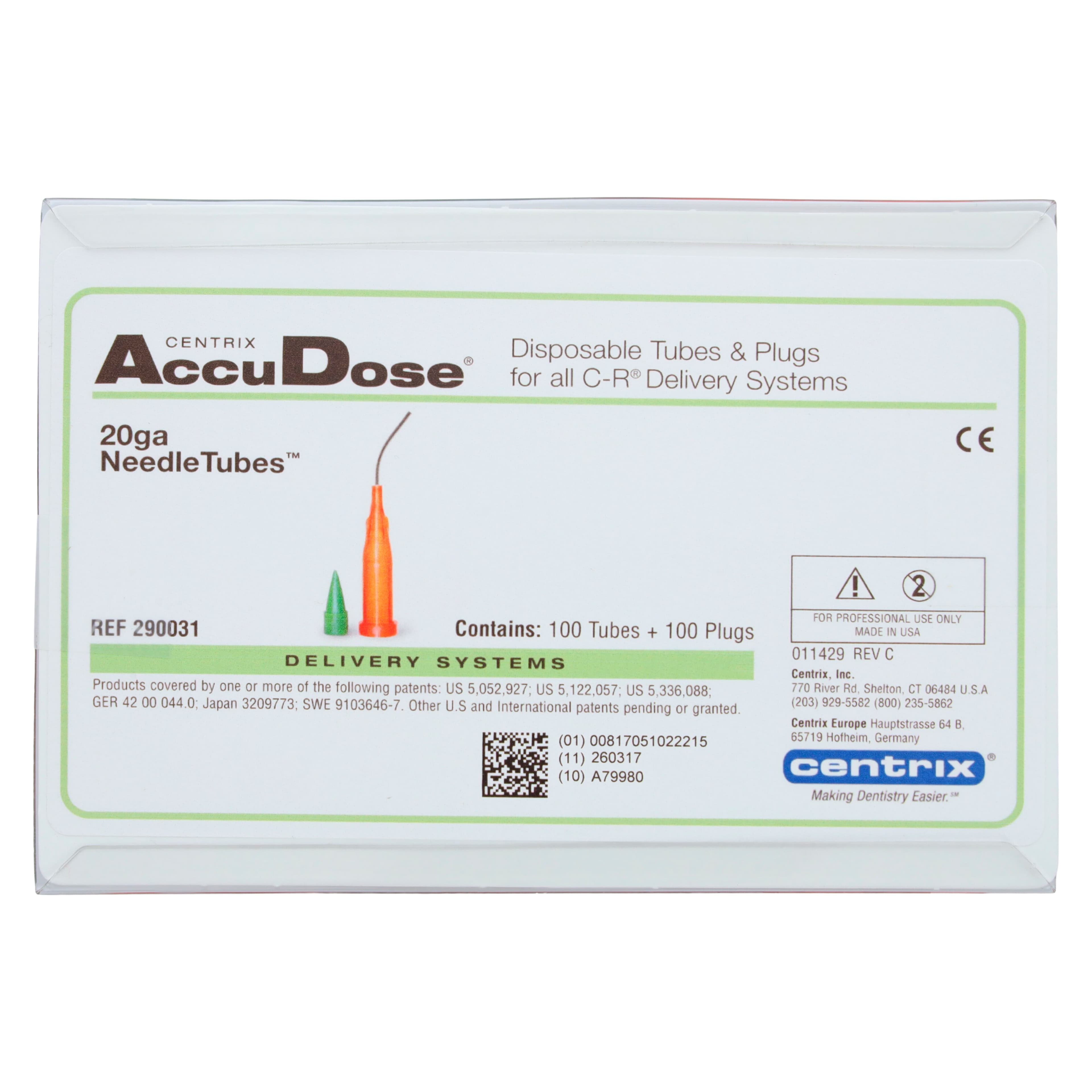 Centrix AccuDose NeedleTubes, 20 Gauge, PhotoBloc Orange, 100/Box, 290031 thumbnail 2