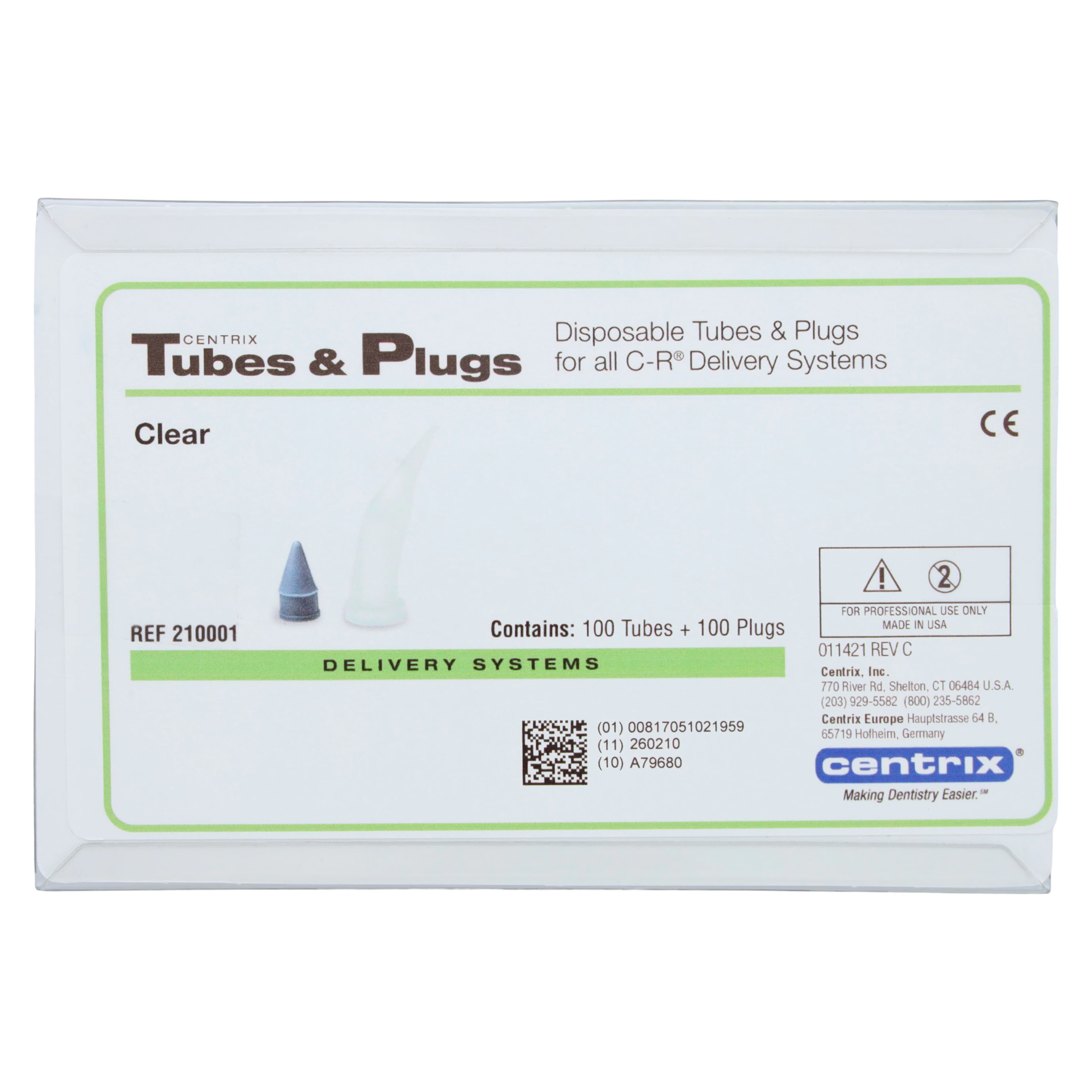 Centrix AccuDose C-R Tubes and Plugs, Medium Viscosity, Clear Tubes with Grey Plugs, 100/Pk, 210001 thumbnail 2