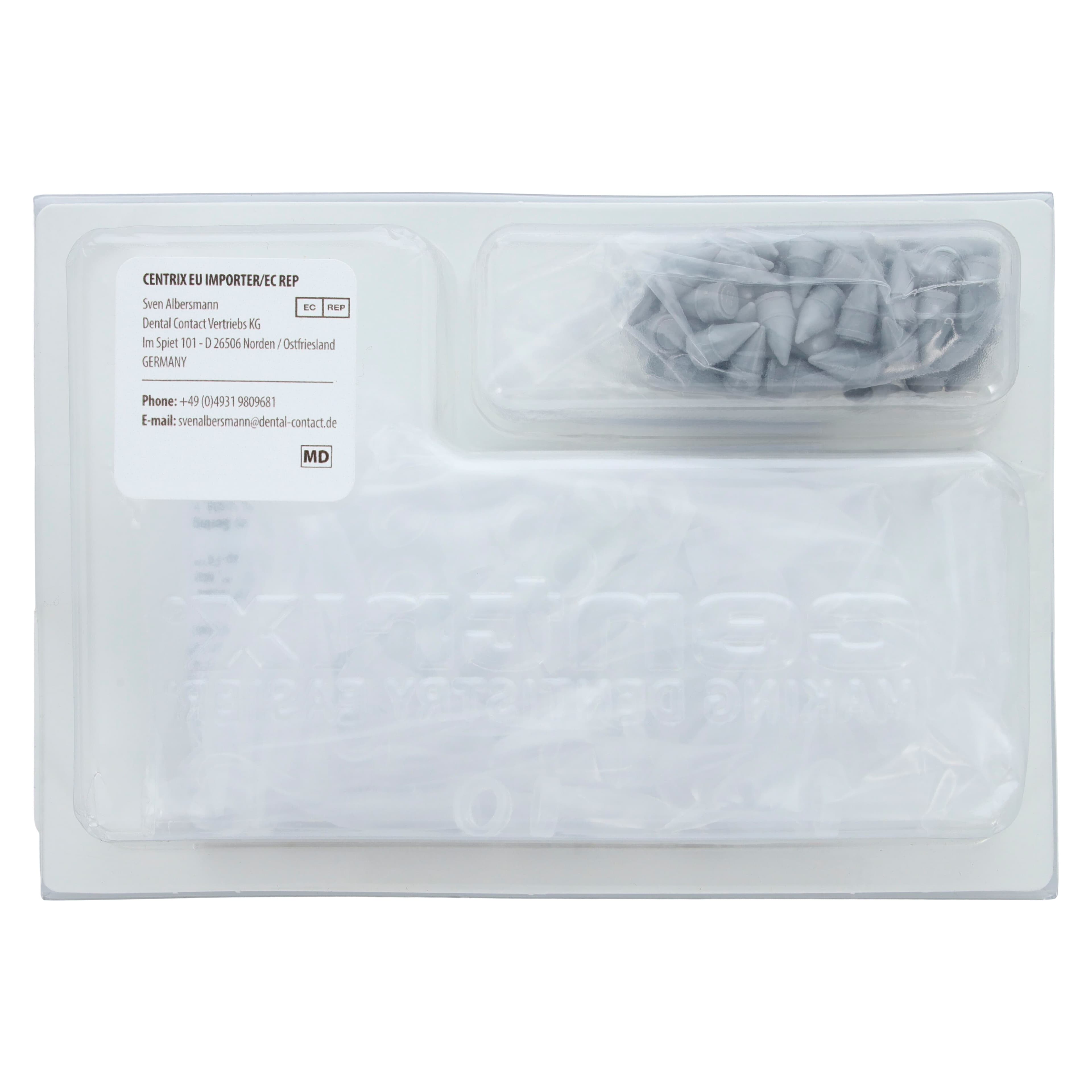 Centrix AccuDose C-R Tubes and Plugs, Medium Viscosity, Clear Tubes with Grey Plugs, 100/Pk, 210001 thumbnail 3