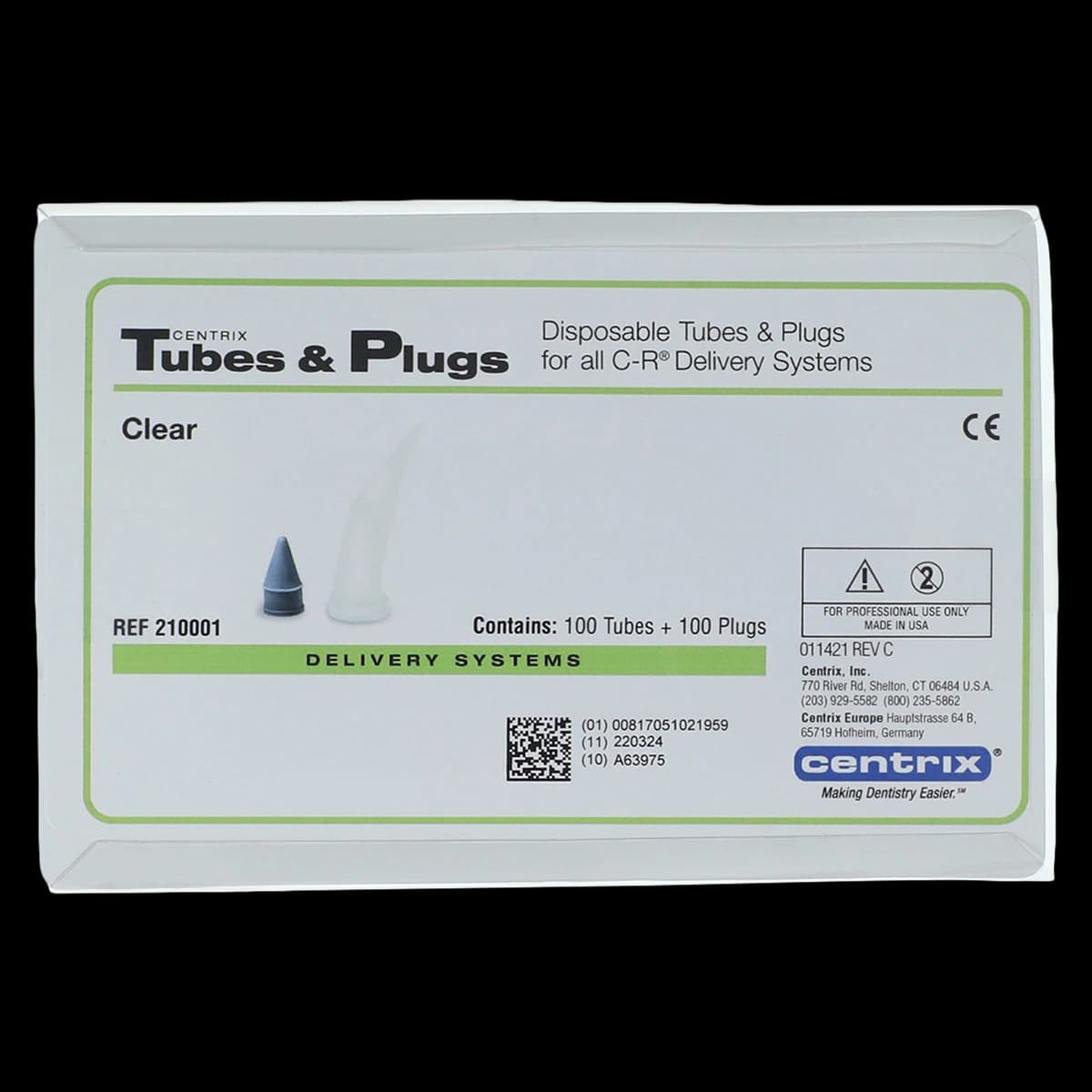 Centrix AccuDose C-R Tubes and Plugs, Medium Viscosity, Clear Tubes with Grey Plugs, 100/Pk, 210001 - AccuDose® Medium Viscosity Clear Tubes and Grey Plugs Pack 100 - Image 1