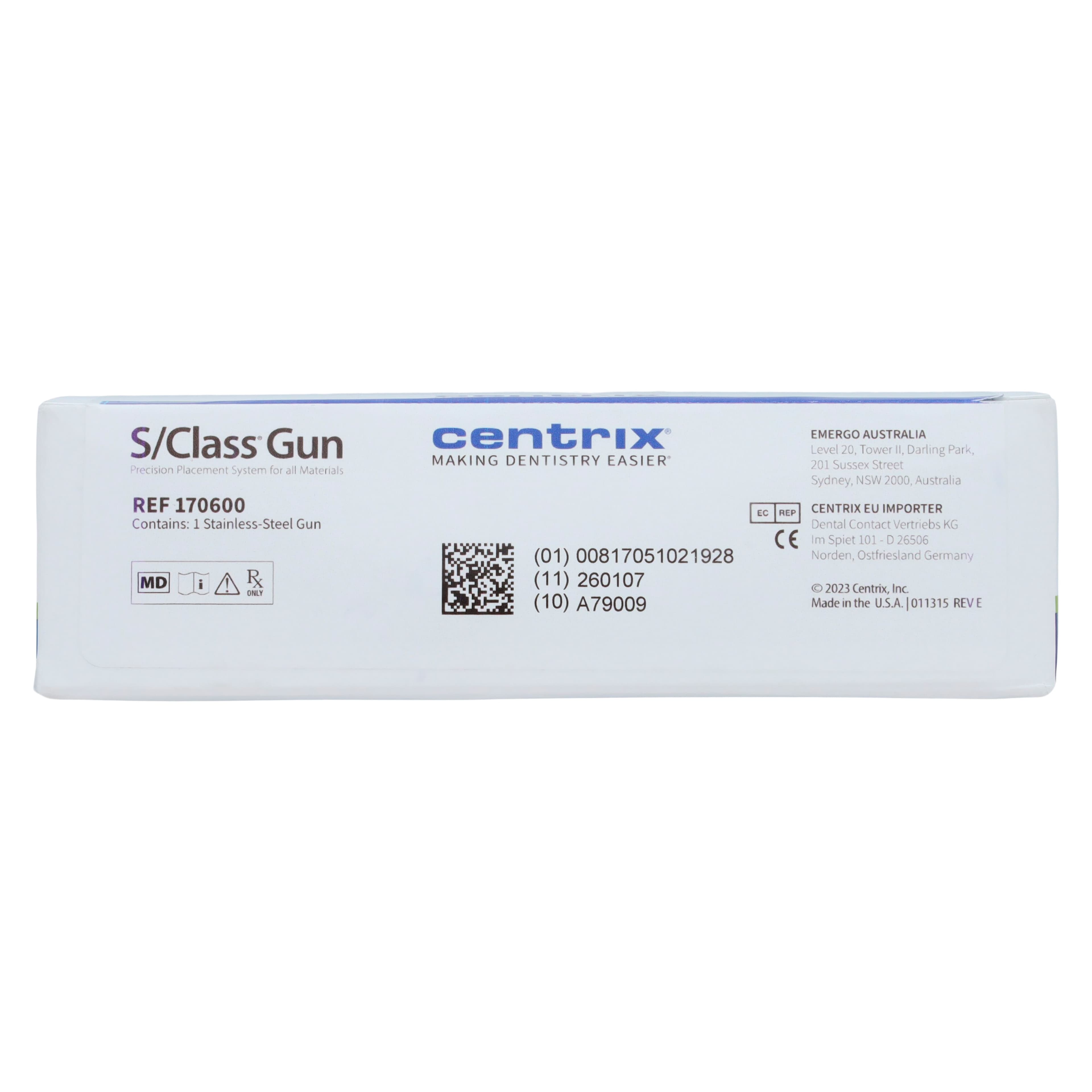 Centrix S/Class Syringe Dispensing Gun, Drop n' Lock Loading, Stainless Steel, 1/Pk, 170600 thumbnail 5