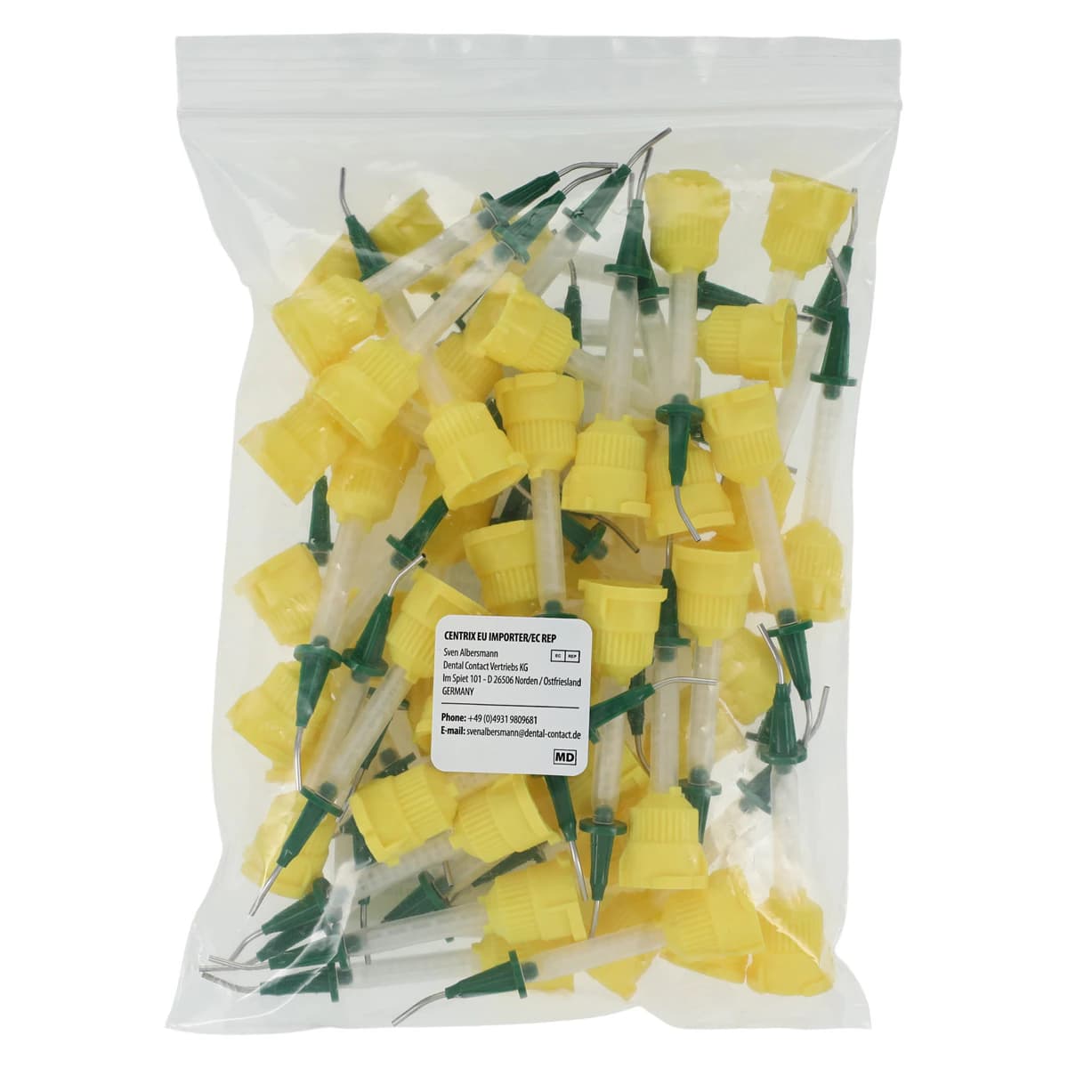 Centrix SuperMixer Automix Mixing Nozzles, Yellow Hub with 18g Green Tip, 50/Pk, 910631 thumbnail 2