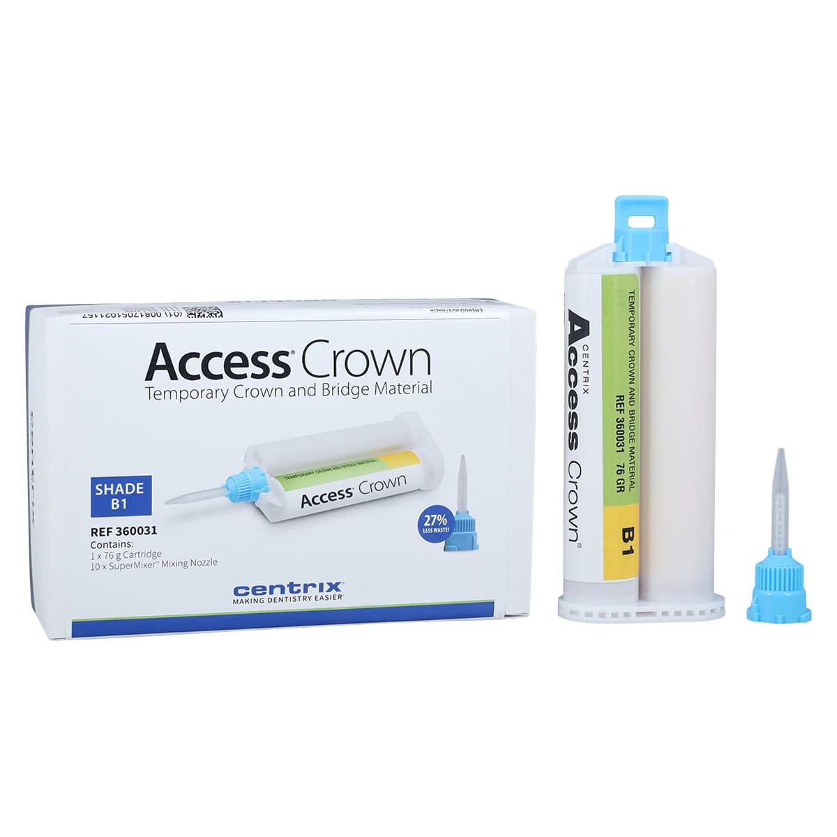 Access Crown® Temporary Crown and Bridge Material, Bis-Acryl Automix Cartridge Refill, Shade B1, 76 g, 1 Cartridge + 10 SuperMixer™ Nozzles, 360031 thumbnail 2