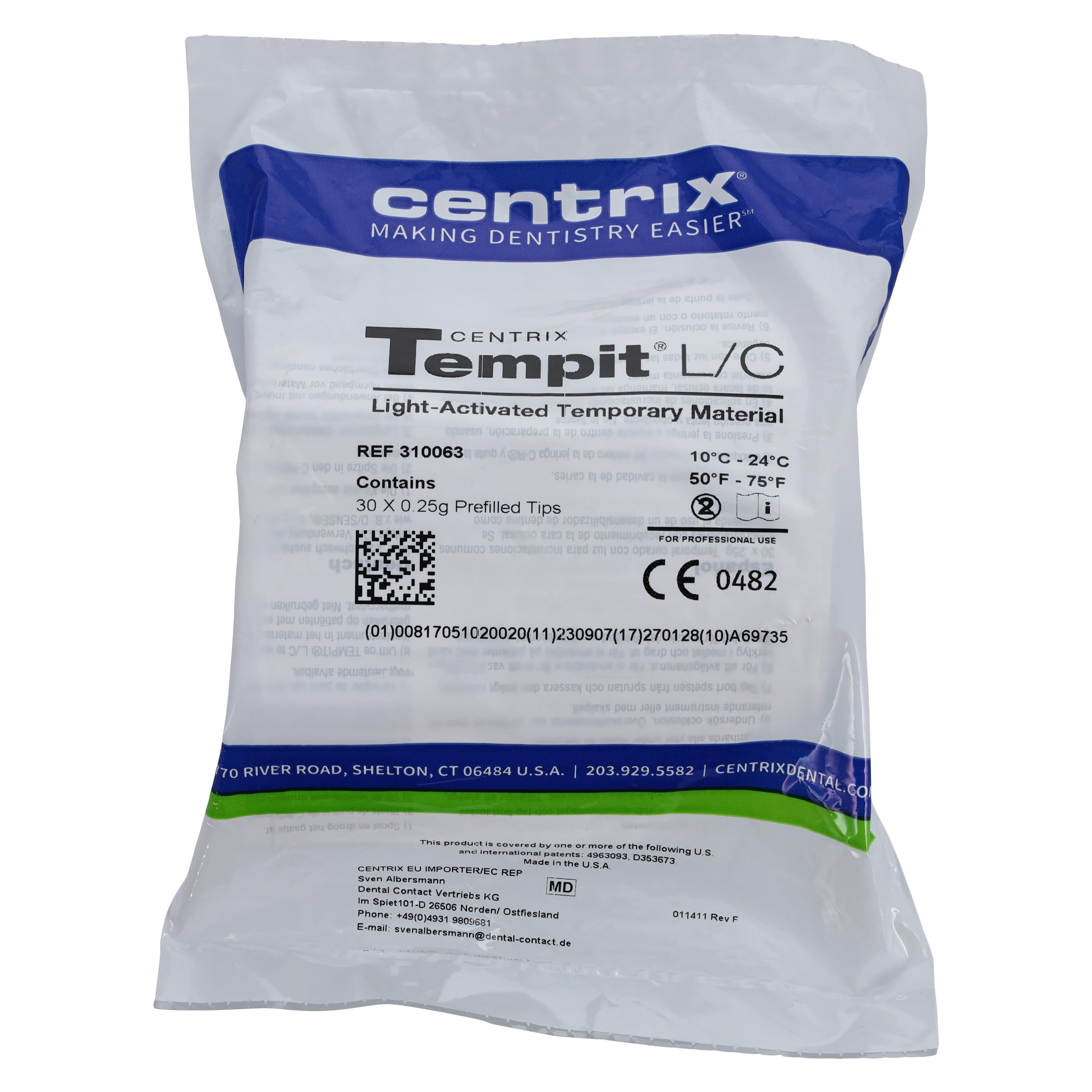 Tempit L/C Light-Activated Temporary Filling Material, Prefilled Tips, 0.25 g, Translucent, 30/Jar, 310063 thumbnail 4