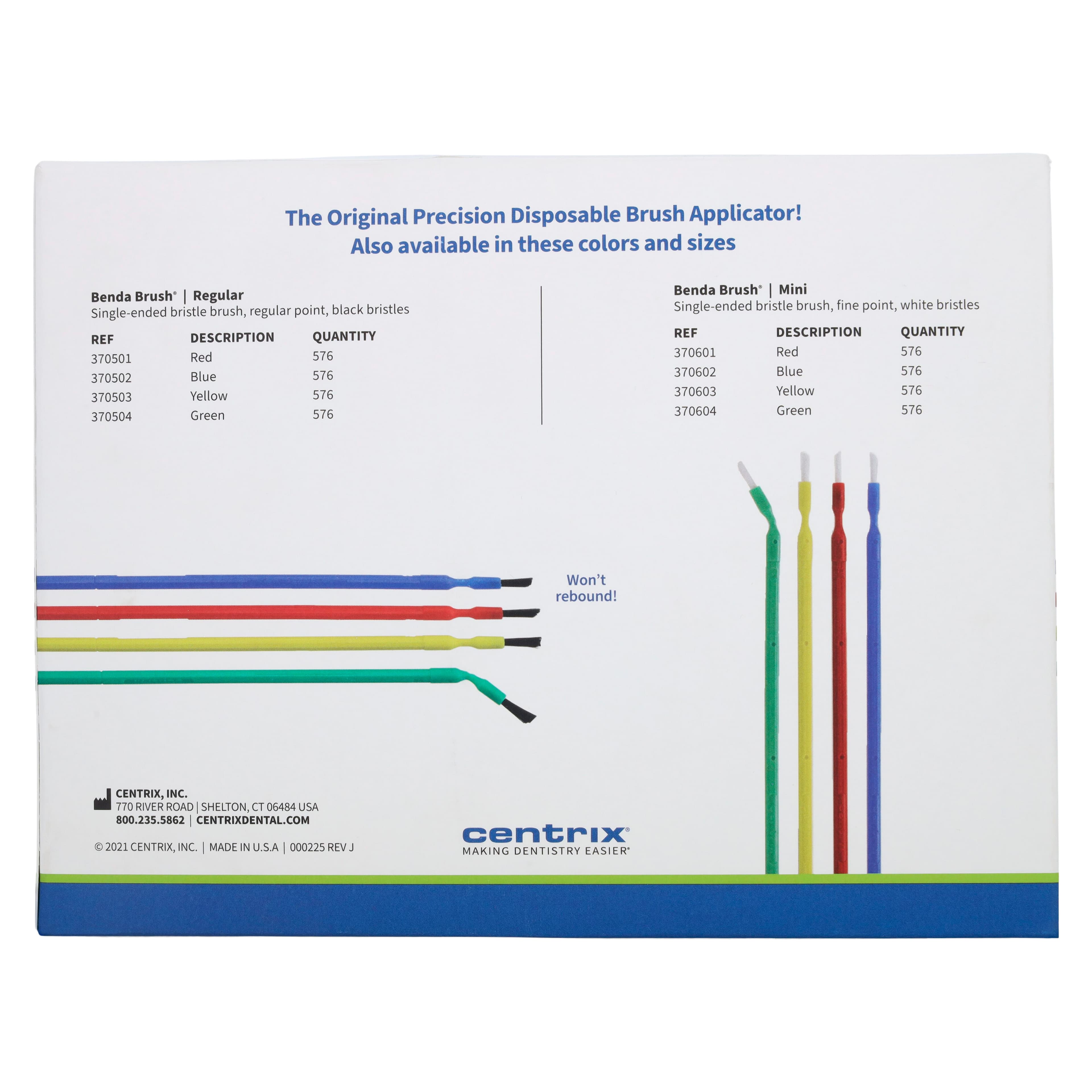 Centrix Benda Brush Disposable Applicator, Regular Point, Red Handle, Black Bristles, 576/Box, 370501 thumbnail 3