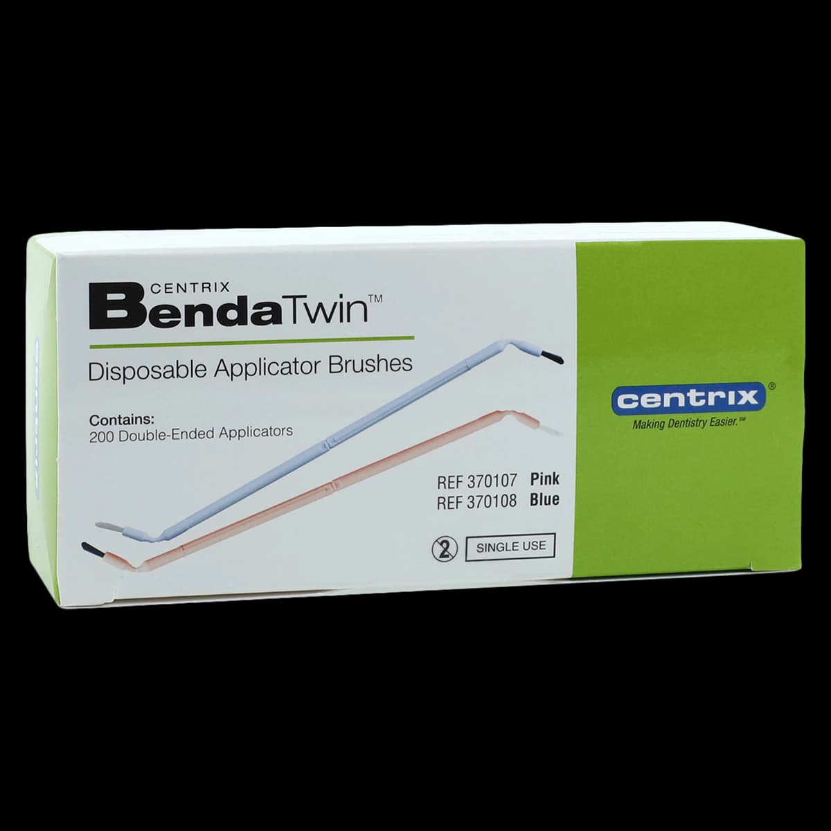 Centrix Benda Twin Disposable Double-Ended Brush Applicators, Blue, Regular Point, 400/Box (370108) thumbnail 2