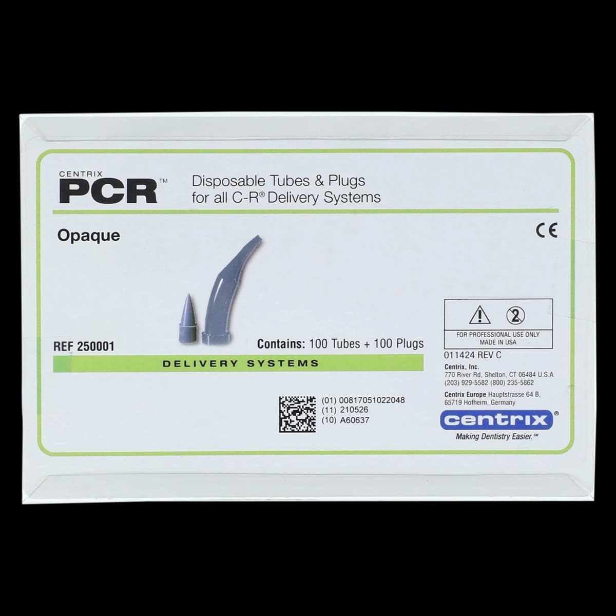 Centrix AccuDose PCR C-R Tubes and Plugs, Opaque, Medium Viscosity, 100/Pk, 250001 - Accudose C-R Tubes and Plugs, Opaque, 100/Pk, 250001 - Image 1