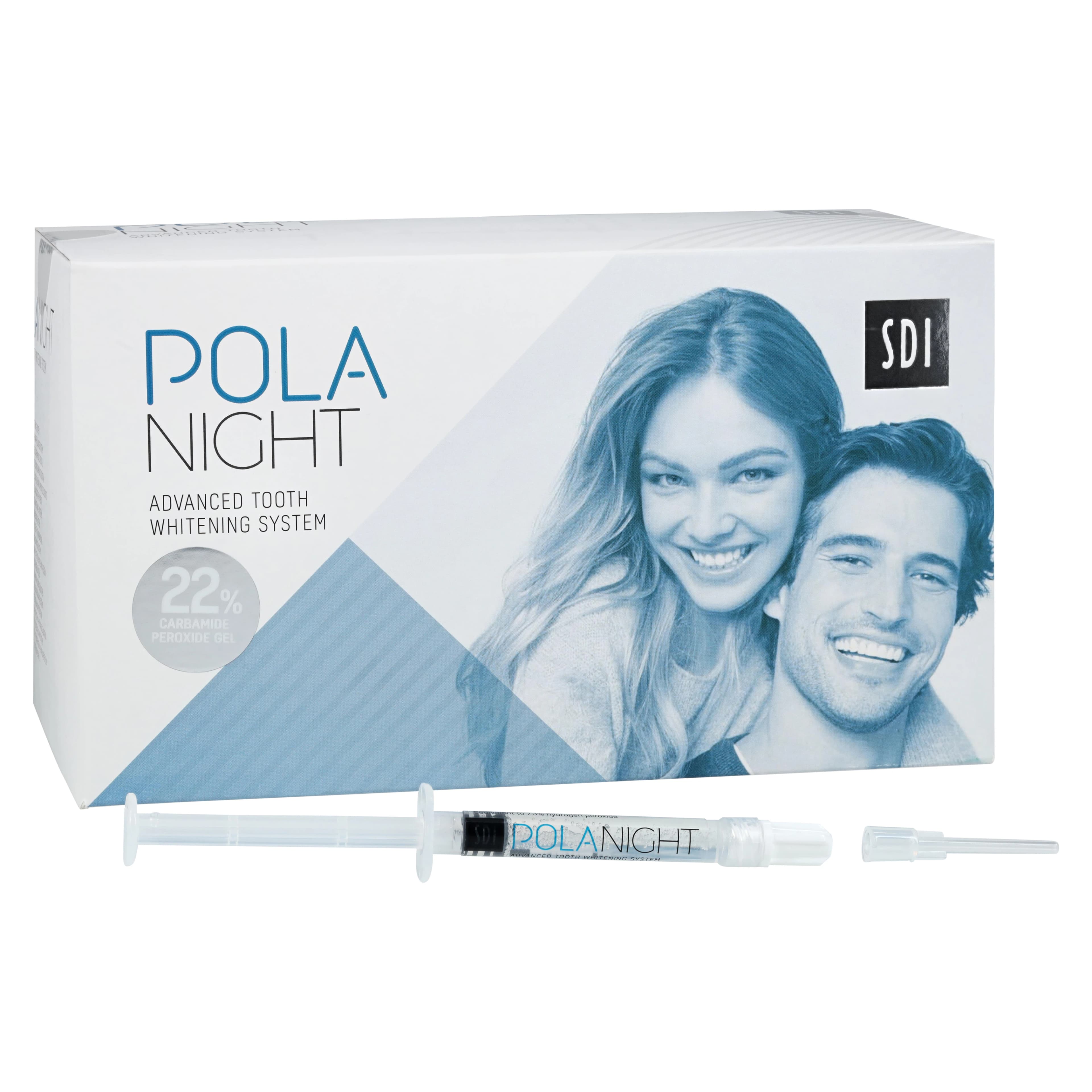Pola Night Tooth Whitening System, 22% Carbamide Peroxide, Bulk Kit, 1.3 g Syringes, 50/Pk, Spearmint, 7700029 - Pola Night Tooth Whitening System, 22% Carbamide Peroxide, Bulk Kit, 1.3 g, 50/Pk, 7700029 - Image 1