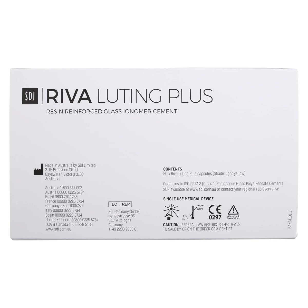 Riva Luting Plus Resin-Modified Glass Ionomer Luting Cement Capsules, Universal Light Yellow, 50/Box, 8651008 thumbnail 4