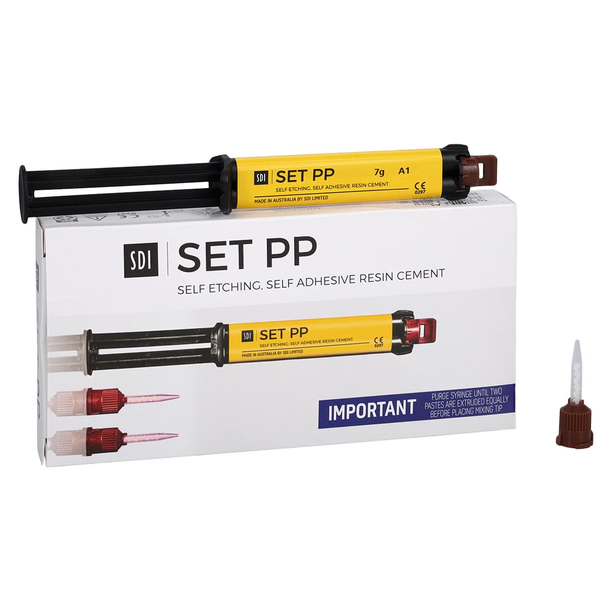 SDI seT PP Resin Cement Automix Syringe Refill, A1 Shade, 7g x 2, Self-Etching Self-Adhesive, 8805101 - Set & Set PP Resin Cement - Set PP Refill - A1 - Image 1