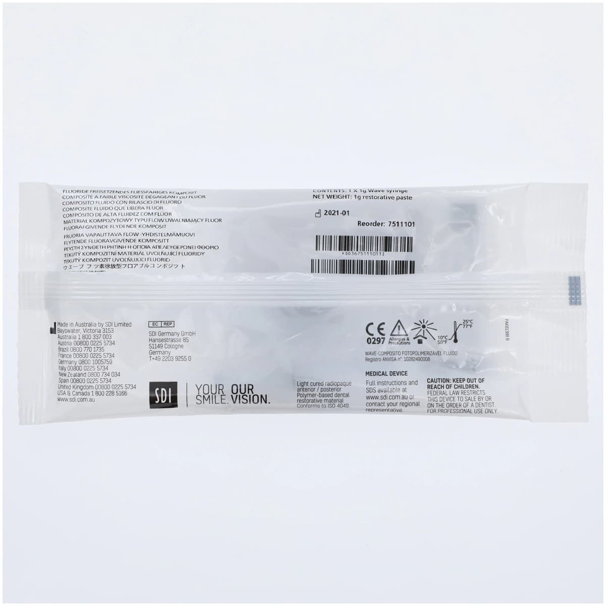 Wave Nanofilled Flowable Composite, Light-Cure, Syringe Refill, Low Viscosity, 1 g, Shade B1, 1/Pk, 7511101 thumbnail 2